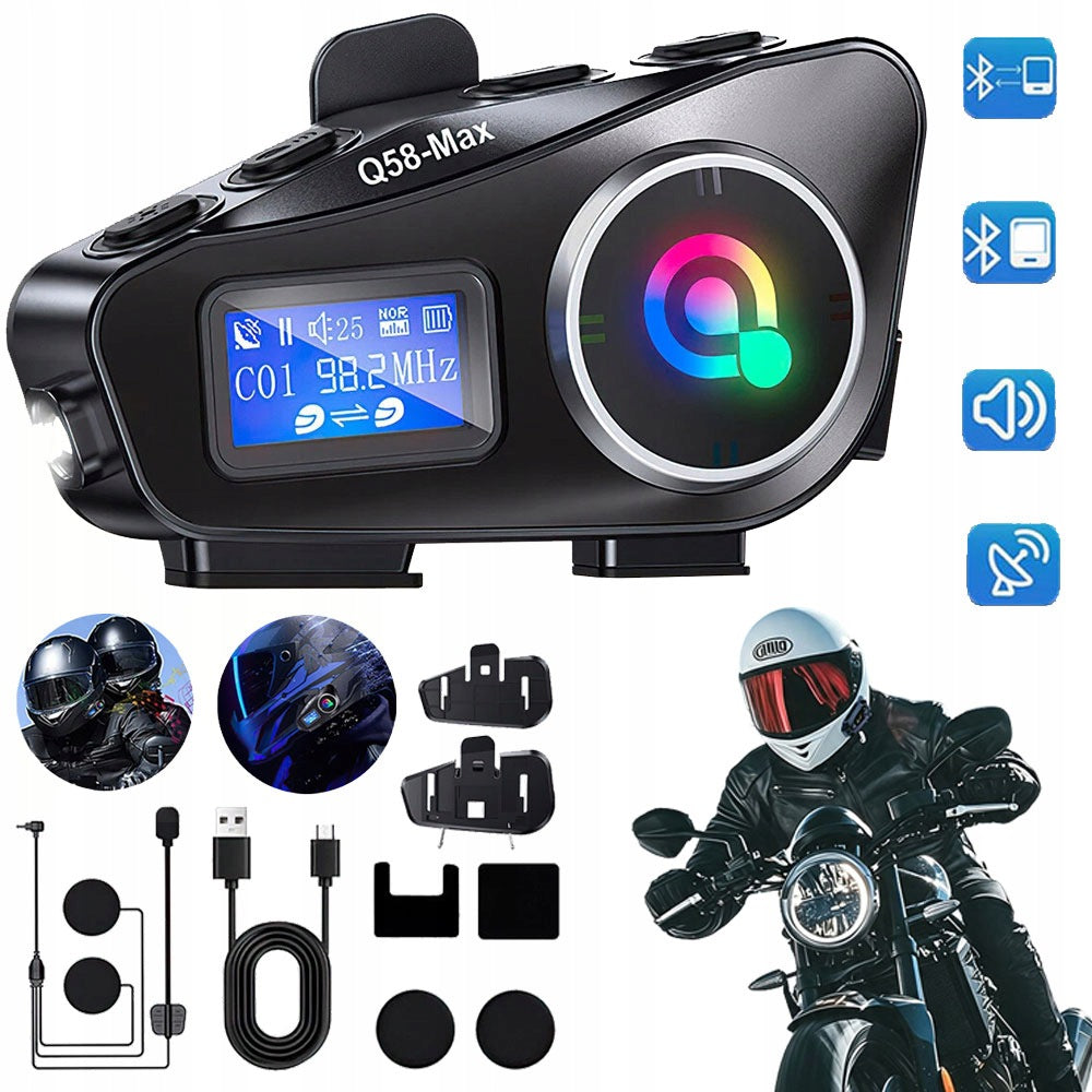 INTERCOM MOTORCYCLE BLUETOOTH CONFERENCE 5.3 FOR HELMET SET Q58 MAX
