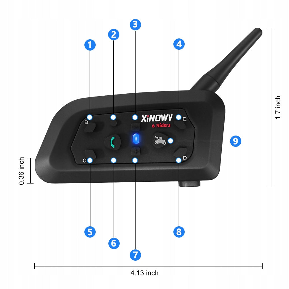 INTERCOM MOTORCYCLE BLUETOOTH V6 PRO 1200M IP67 FOR 1 HELMET Manufacturer no brand