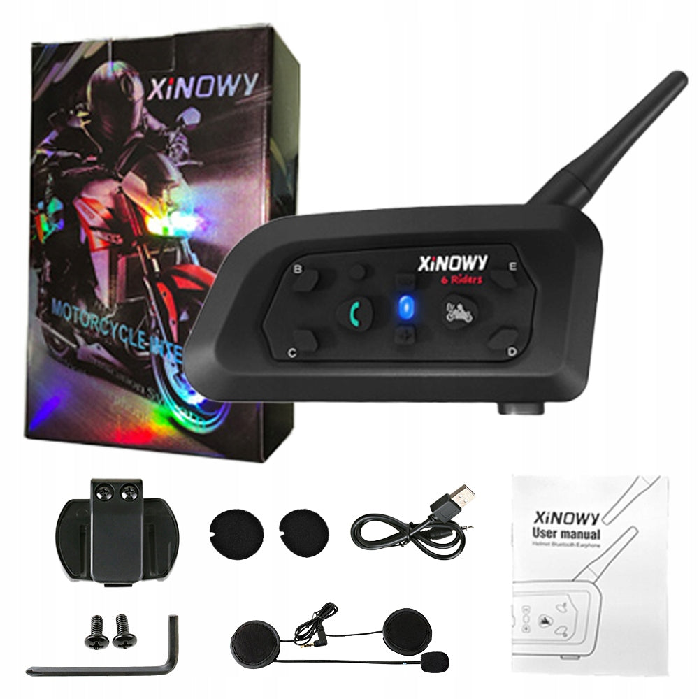 INTERCOM MOTORCYCLE BLUETOOTH V6 PRO 1200M IP67 FOR 1 HELMET