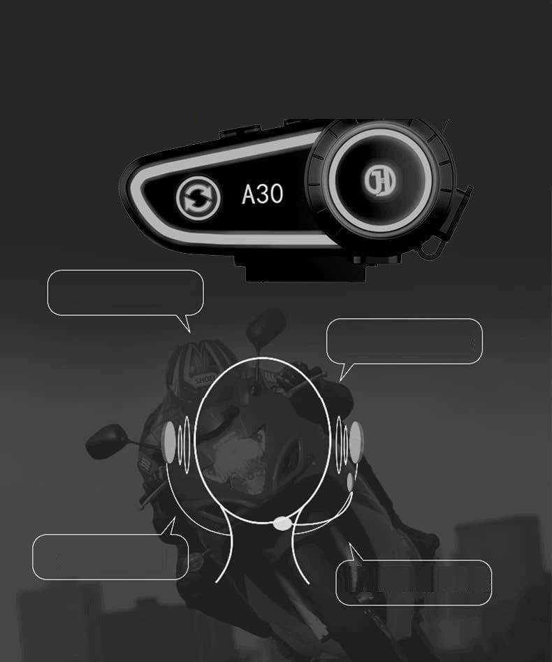 INTERCOM MOTORCYCLE HEADPHONES FOR HELMET BLUETOOTH A30 HIGH SOUND QUALITY Manufacturer's catalog number B0BBM27FX3