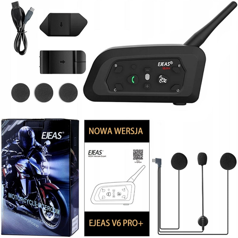 INTERCOM MOTORCYCLE INTERCOM EJEAS V6 PRO+ NEW VERSION 1200m Bluetooth HQ