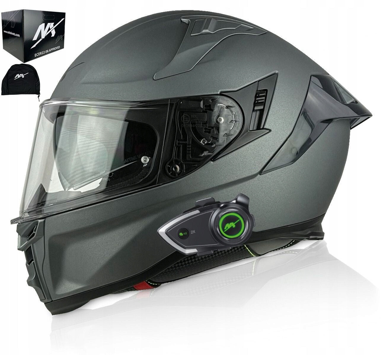 INTERCOM NX MOTORCYCLE HELMET CALL KIT|BLUETOOTH|Polish LEKTOR Packaging status original
