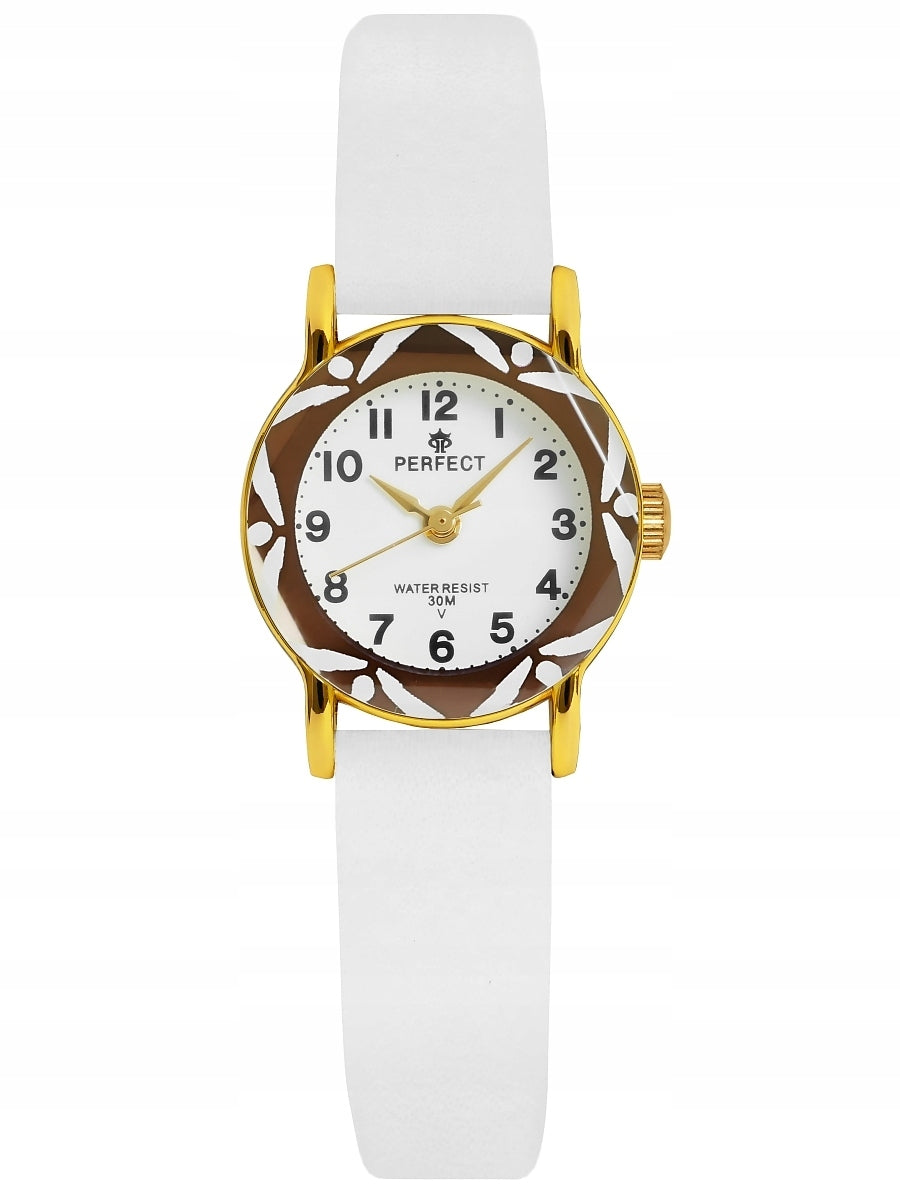 INTERESTING CHILDREN'S WATCH WITH PATTERN - WHITE LEATHER STRAP - PERFECT Packaging status original