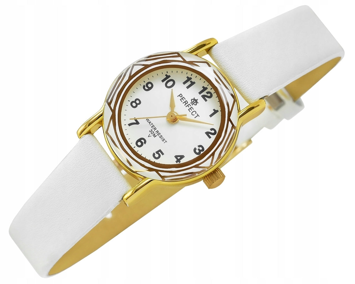 INTERESTING WHITE CHILDREN'S WATCH - ON THE STRAP - PATTERN ON THE DIAL - PERFECT