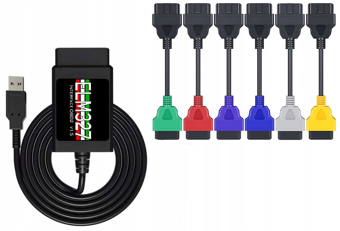 INTERFACE ELM 327 USB + ADAPTERS MULTIECUSCAN FIAT ROMEO ALFA DODGE JEEP
