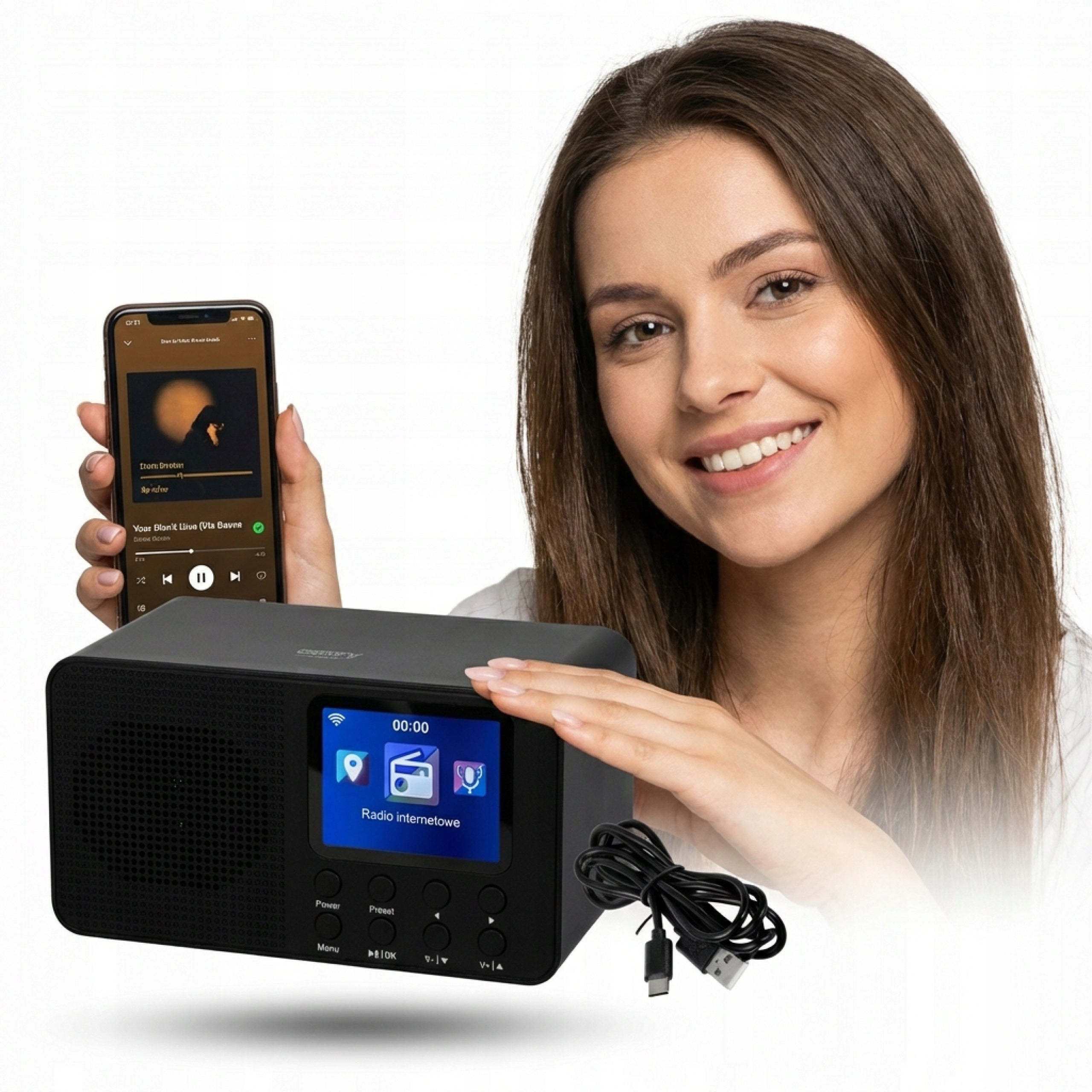 INTERNET RADIO NETWORK WIFI BLUETOOTH USB-C ALARM CLOCK PORTABLE