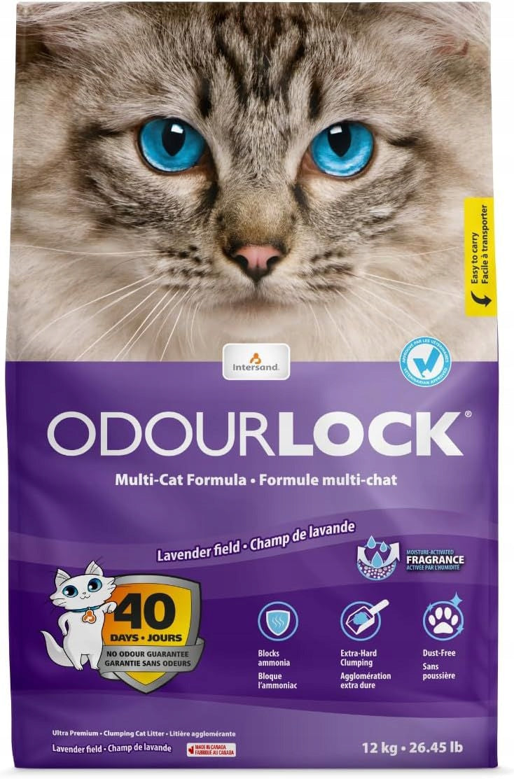 INTERSAND CAT LITTER ODOUR LOCK LAVENDER 12KG