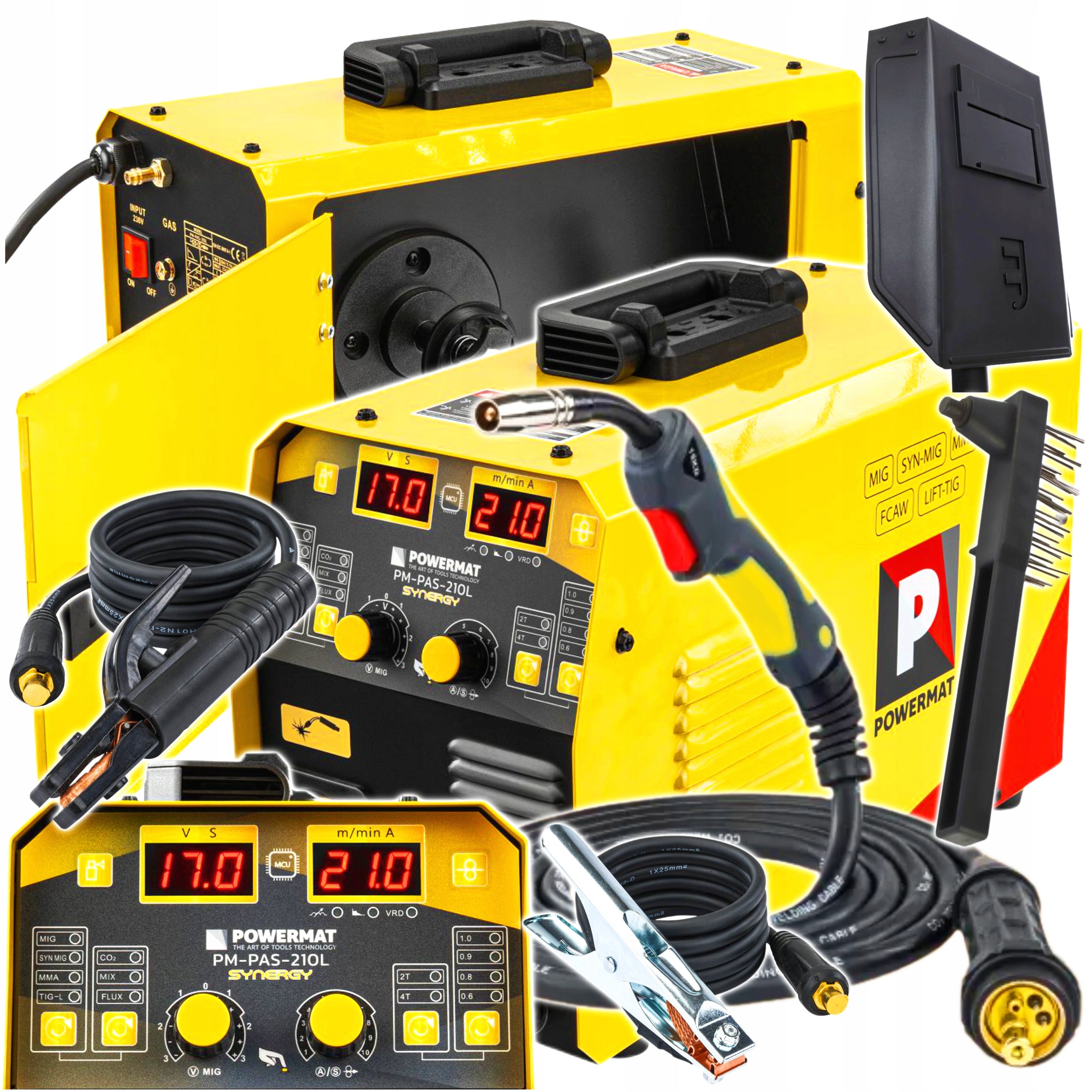 INVERTER WELDER MIGOMAT IGBT MIG/MAG MMA TIG LIFT FLUX 210A LCD 8,5kVA