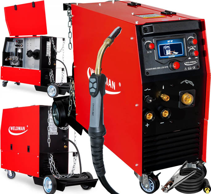 INVERTER WELDER MIGOMAT WELDMAN POWER MIG 280 LCD 4x4 SYNERGY 400V