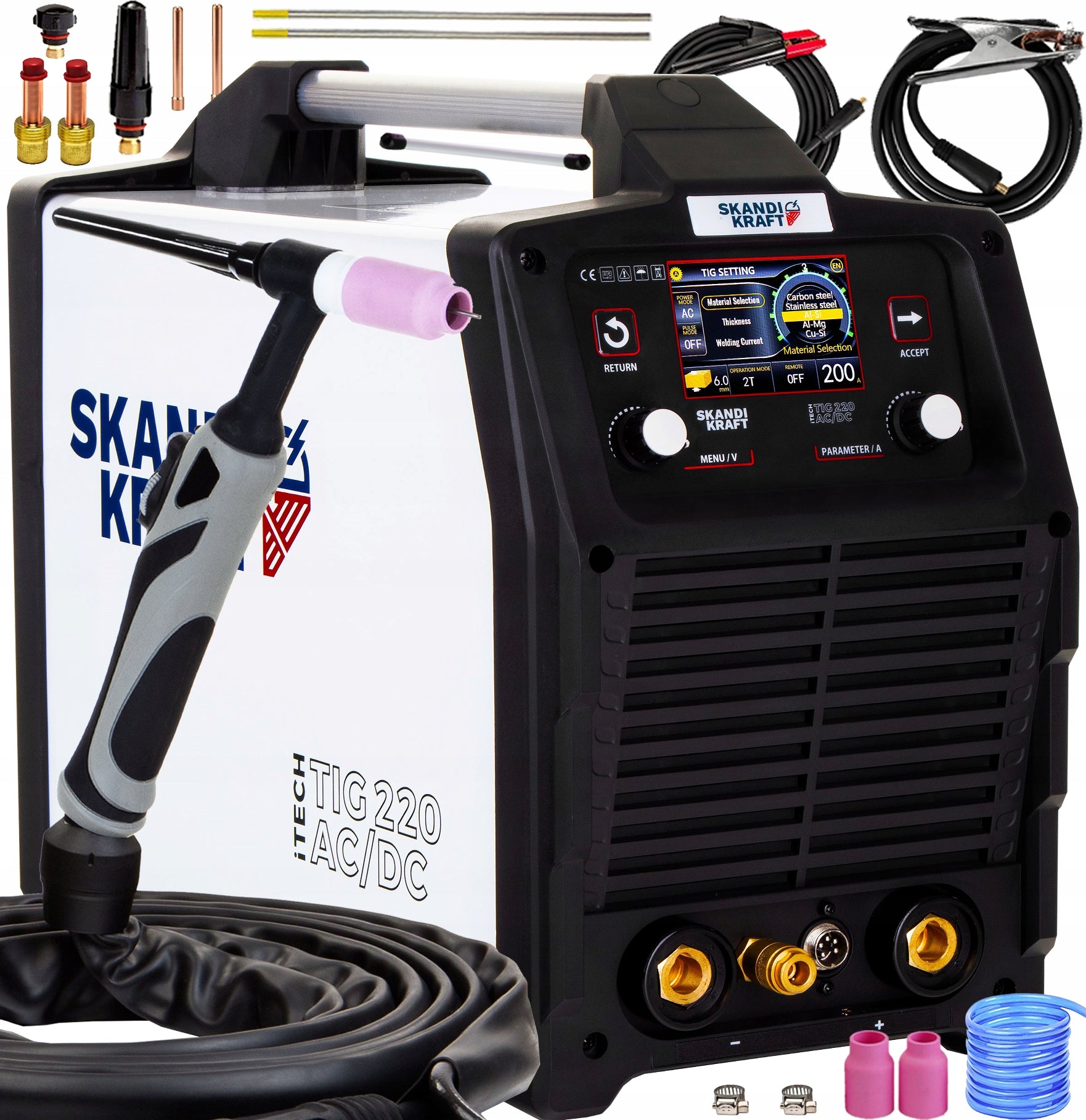 INVERTER WELDER iTECH TIG 220 AC/DC HF SYNERGY ALUMINIUM SKANDI KRAFT