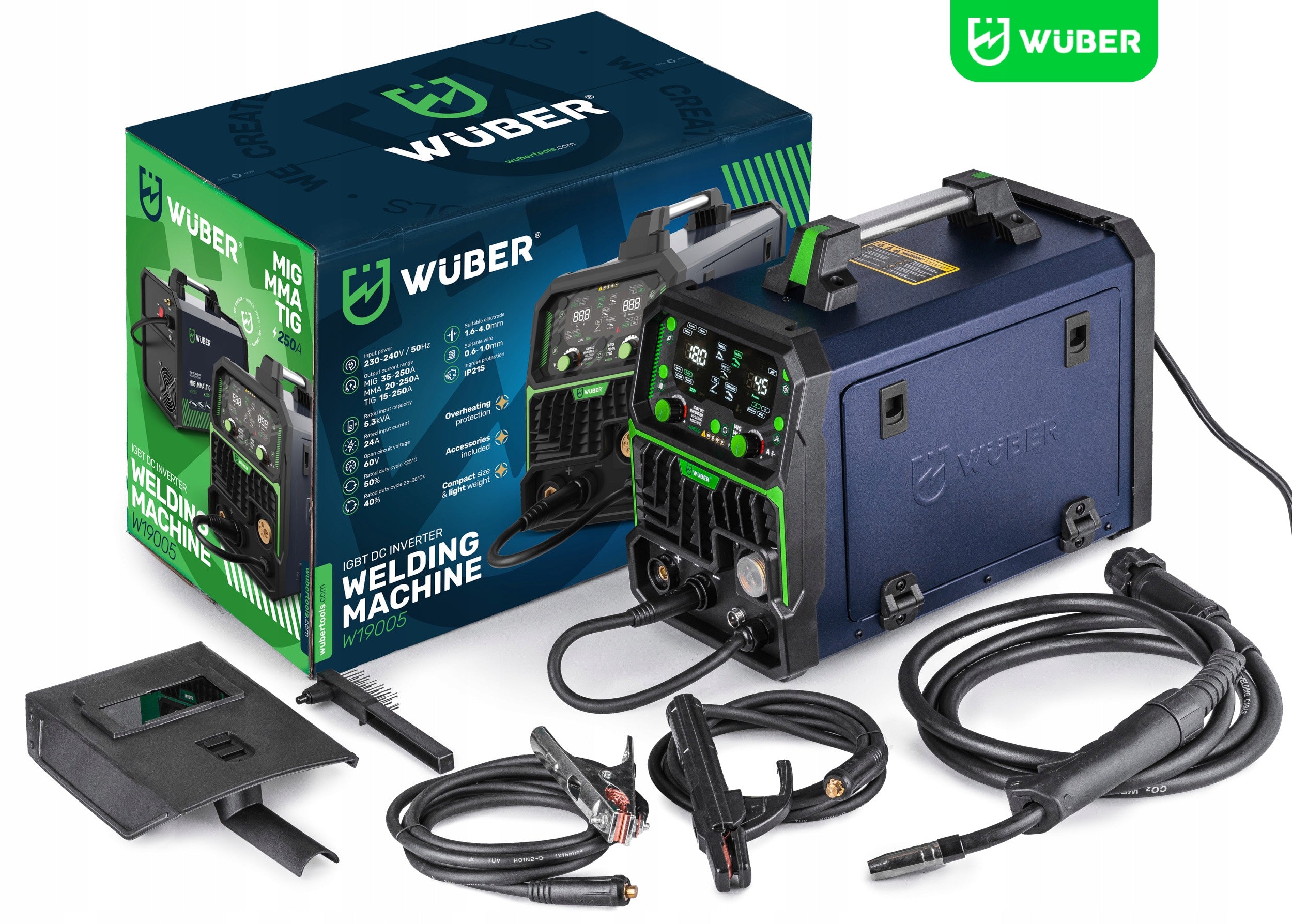 INVERTER WELDING MACHINE 250A MIG FLUX MMA TIG IGBT WUBER Power consumption 5.3 kVA