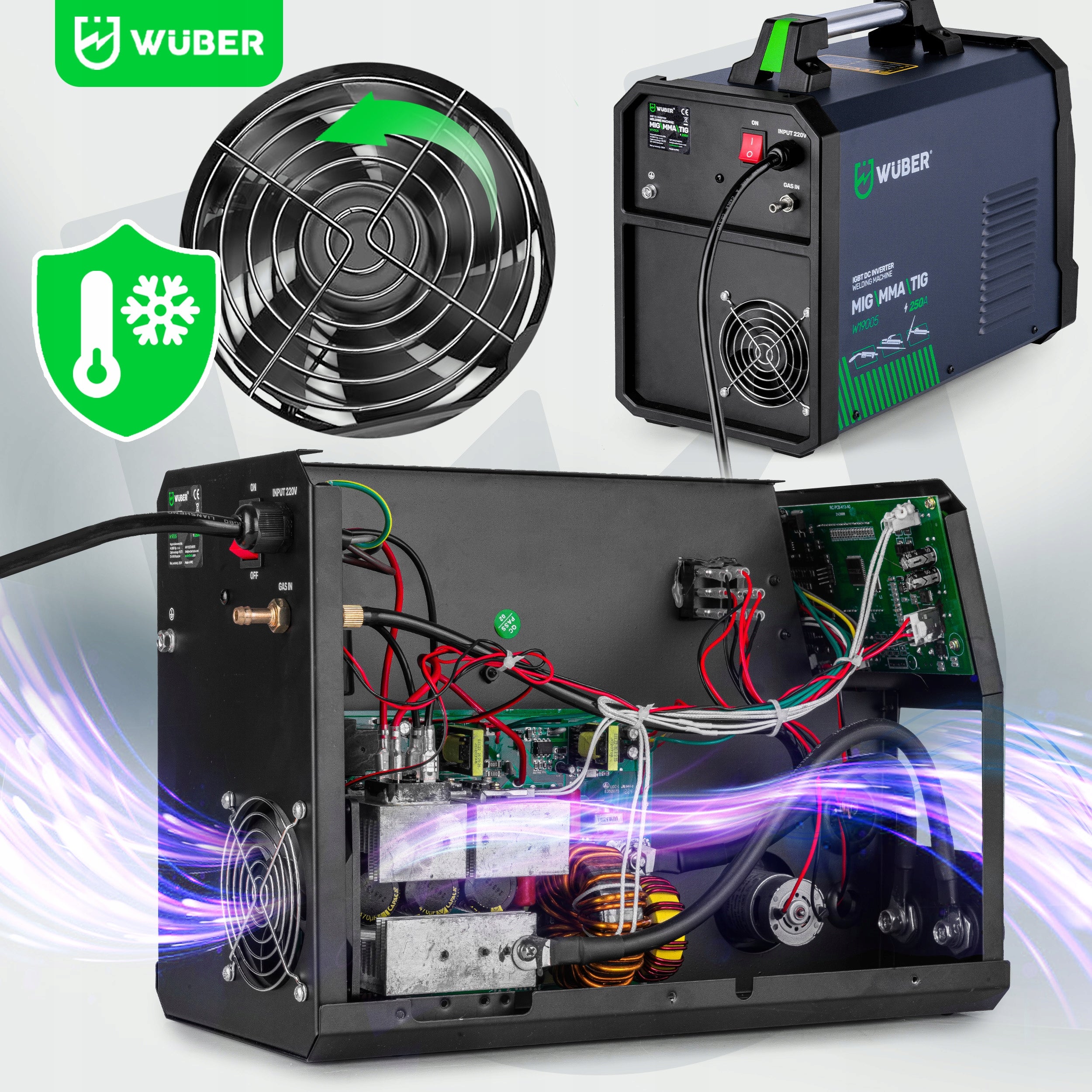 INVERTER WELDING MACHINE 250A MIG FLUX MMA TIG IGBT WUBER Supply voltage (V) 230