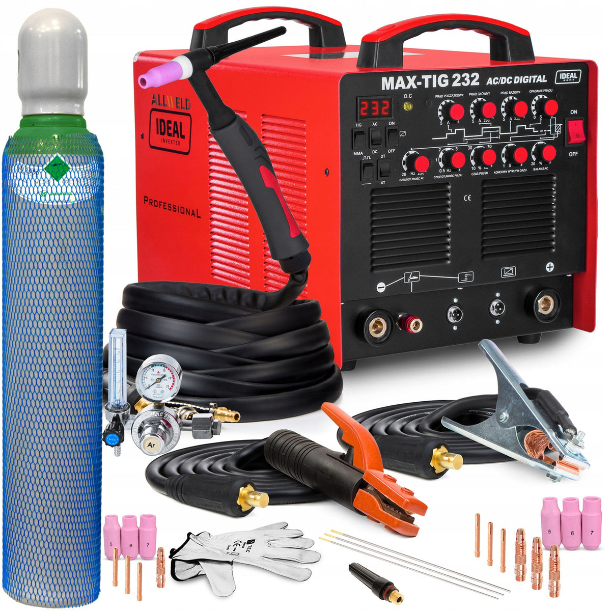 INVERTER WELDING MACHINE IDEAL MAX TIG 232 MMA AC DC PULSE 230V 200A ALUMINIUM