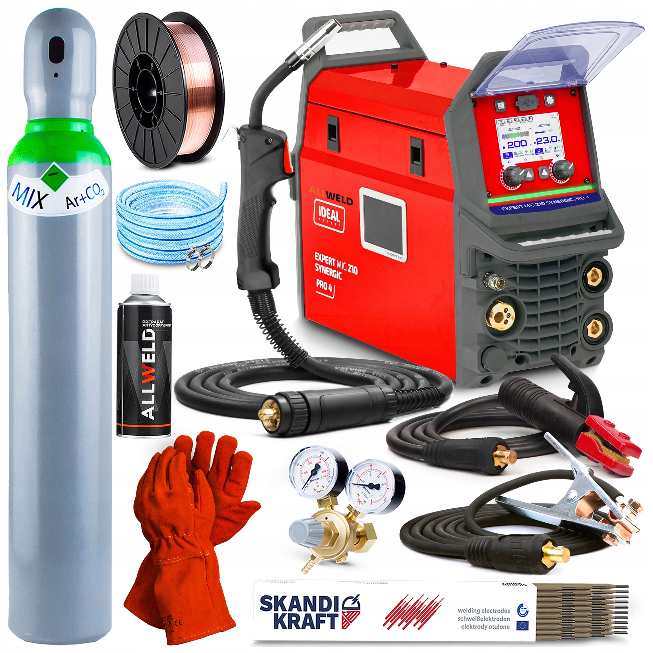 INVERTER WELDING MACHINE IDEAL MIG 210 SYNERGY PRO4 LCD MMA TIG 200A ALUMINIUM