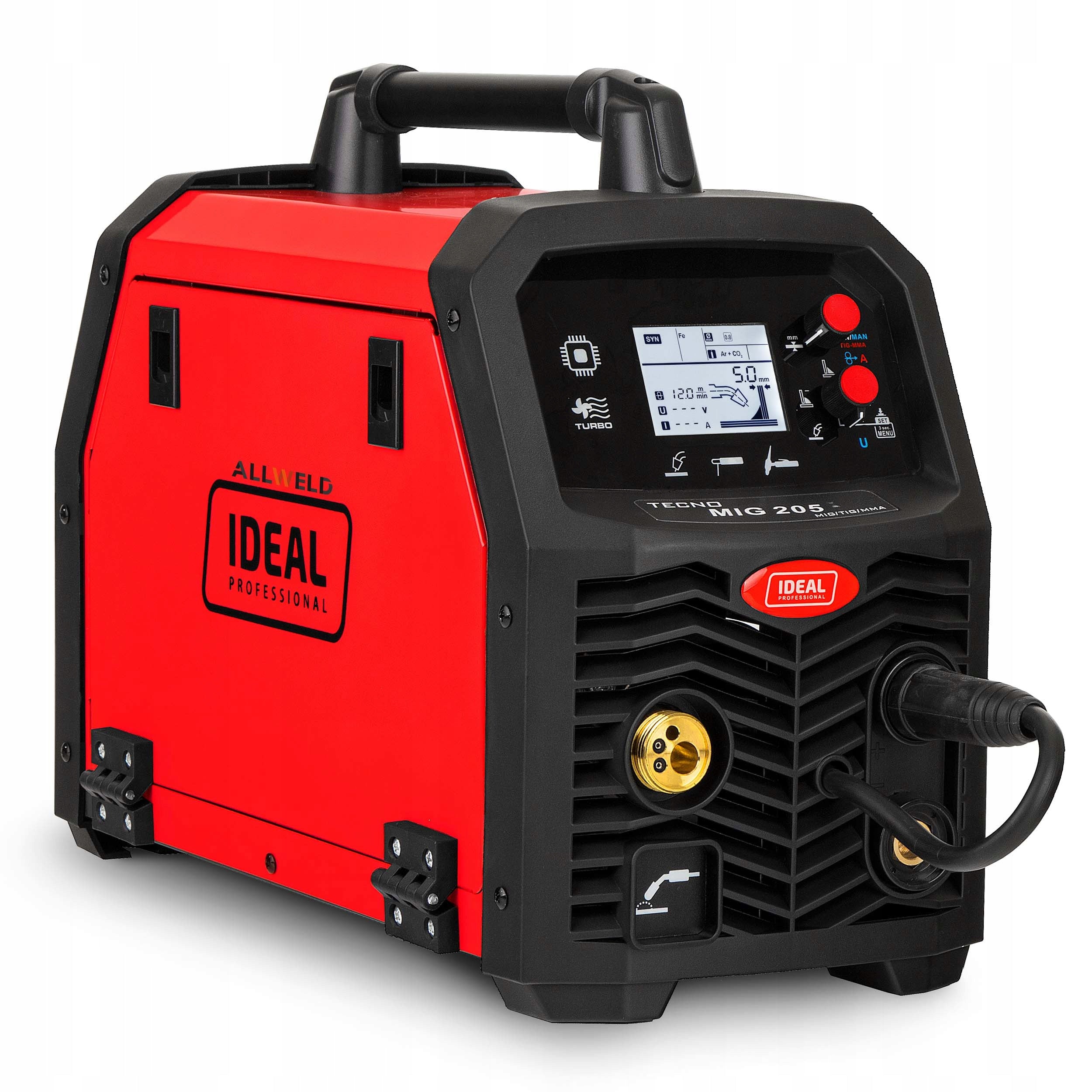 INVERTER WELDING MACHINE IDEAL TECNO MIG 205 LCD SYNERGY ALUMINIUM IGBT 200A Brand IDEAL
