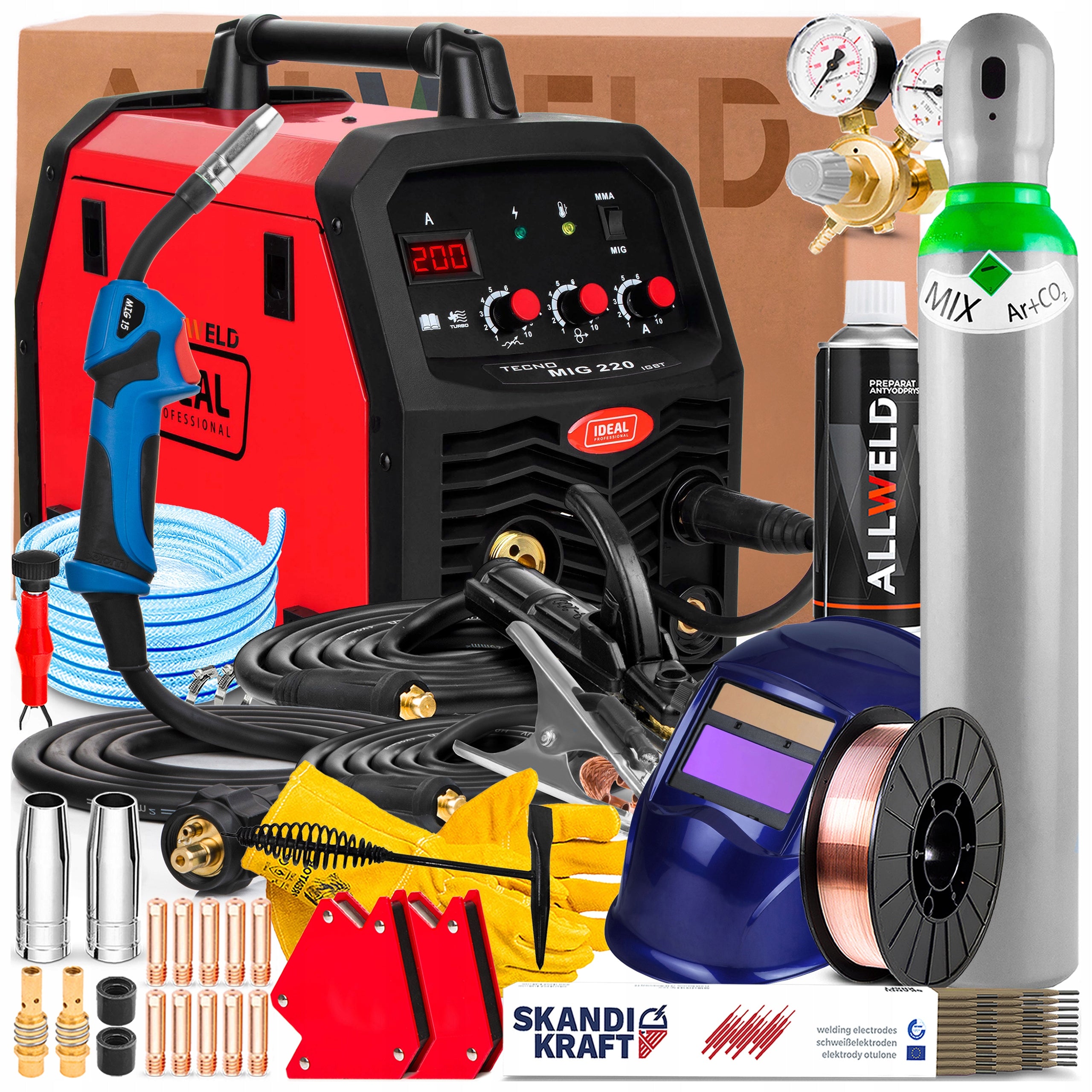 INVERTER WELDING MACHINE IDEAL TECNO MIG 220 SOLDERING 230V 220A MMA FLUX