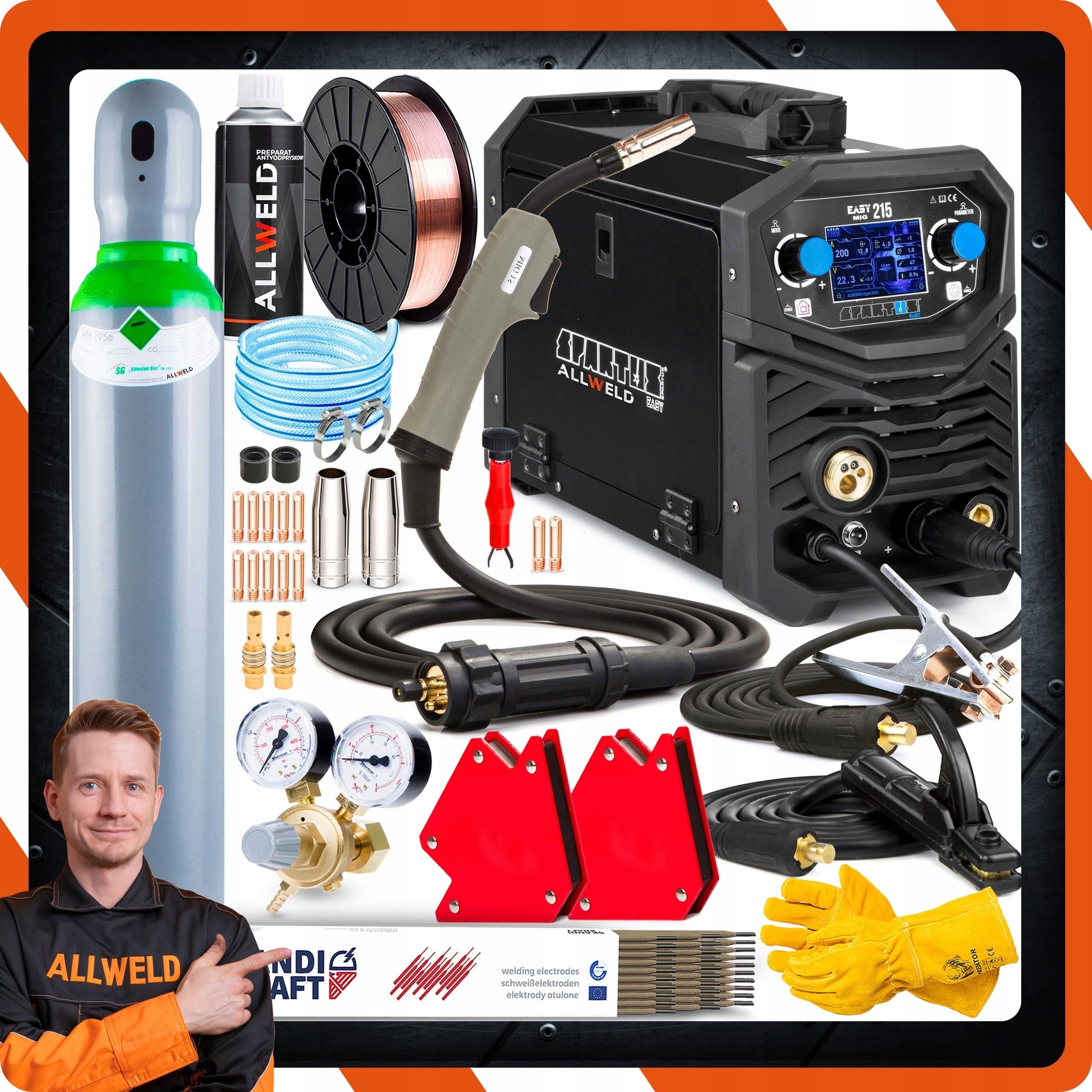 INVERTER WELDING MACHINE INVERTER SPARTUS EASY MIG 215 MMA TIG 230V 200A ALU Brand Spartus