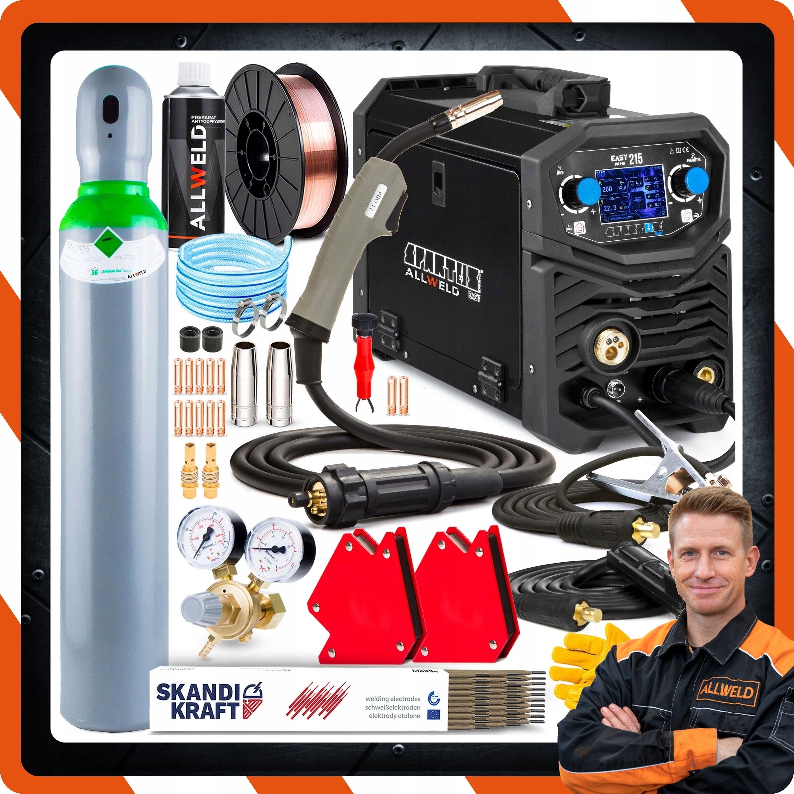 INVERTER WELDING MACHINE INVERTER SPARTUS EASY MIG 215 MMA TIG 230V 200A ALU Packaging status original