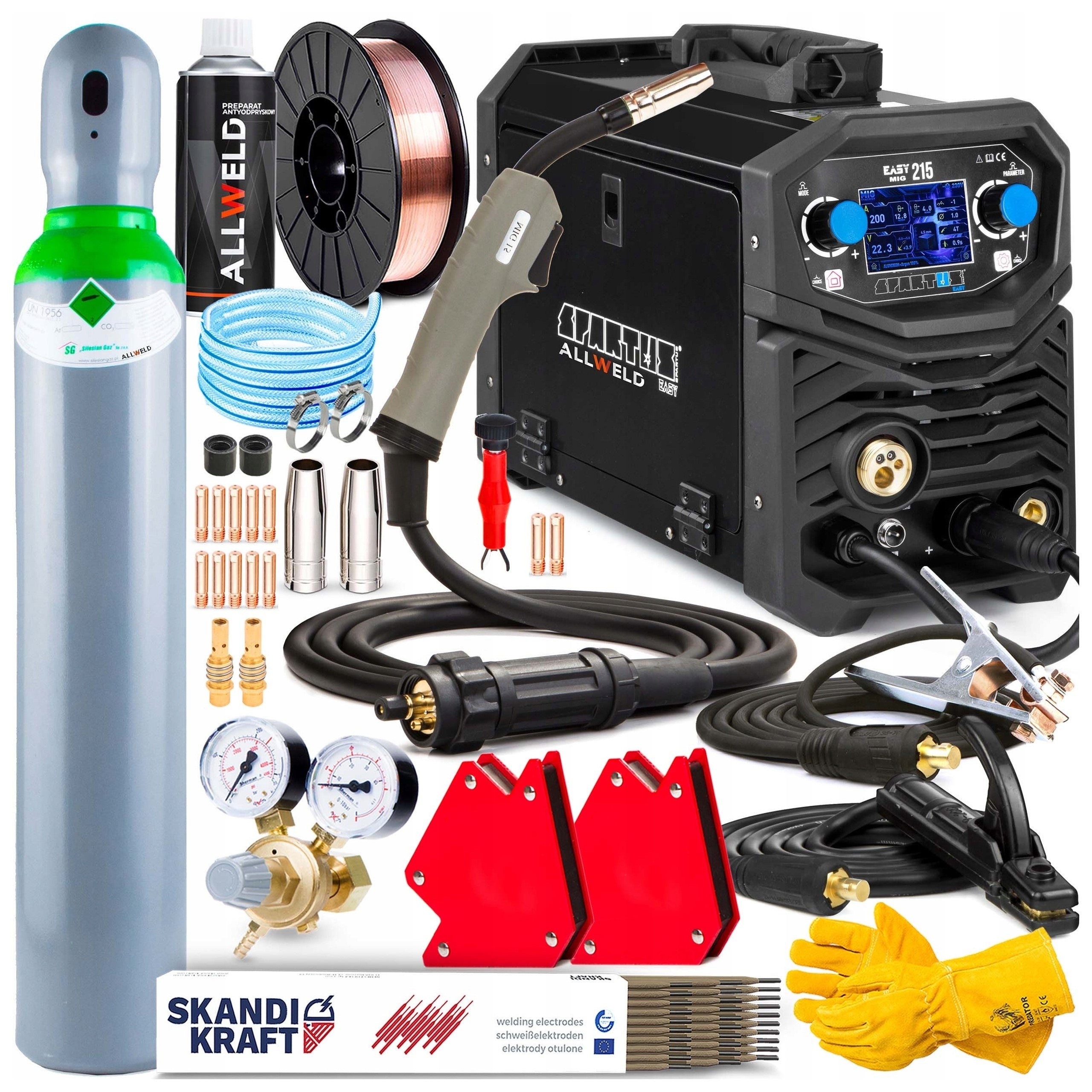 INVERTER WELDING MACHINE INVERTER SPARTUS EASY MIG 215 MMA TIG 230V 200A ALU