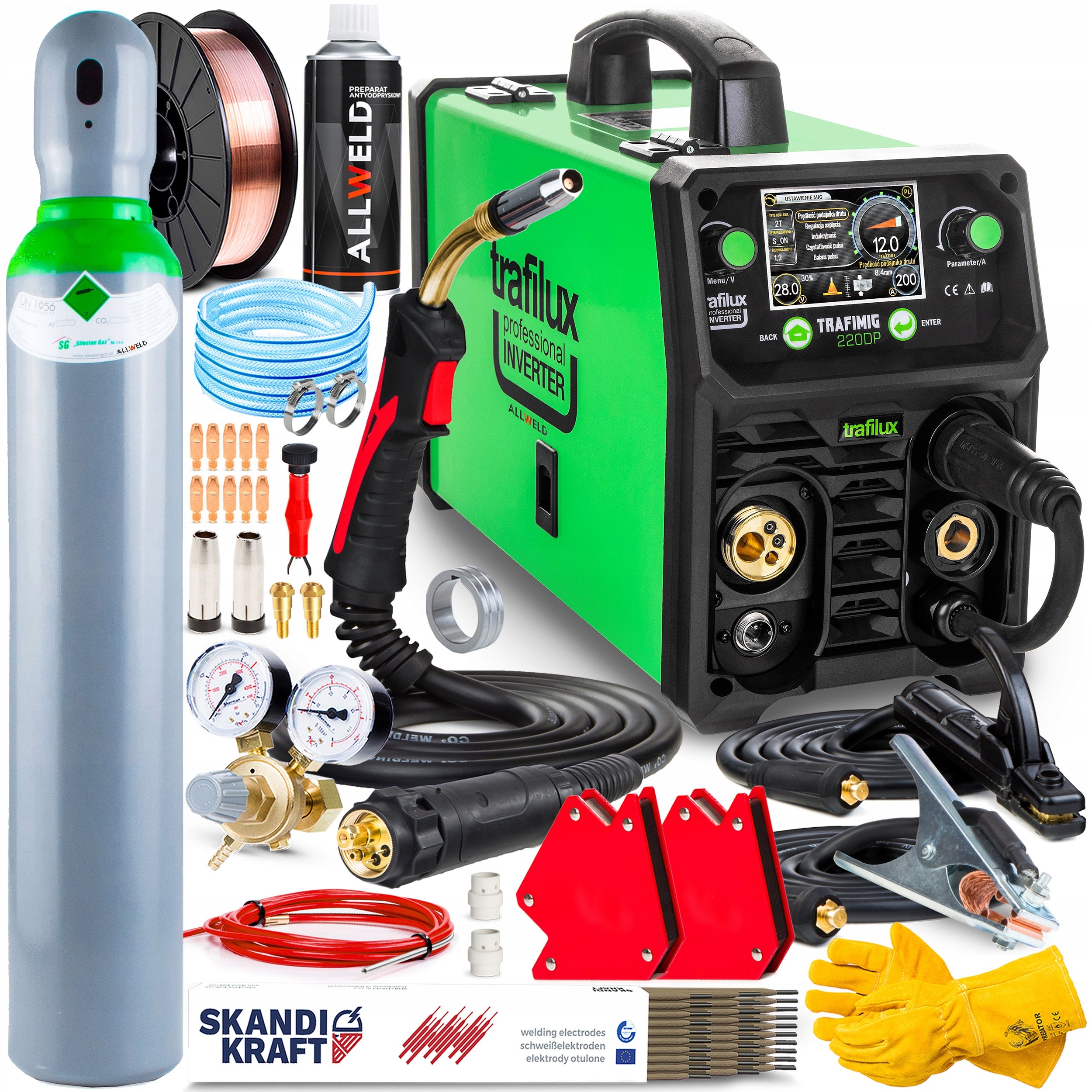 INVERTER WELDING MACHINE INVERTER TRAFILUX MIG 220 DUAL PULSE MMA TIG 200A 230V