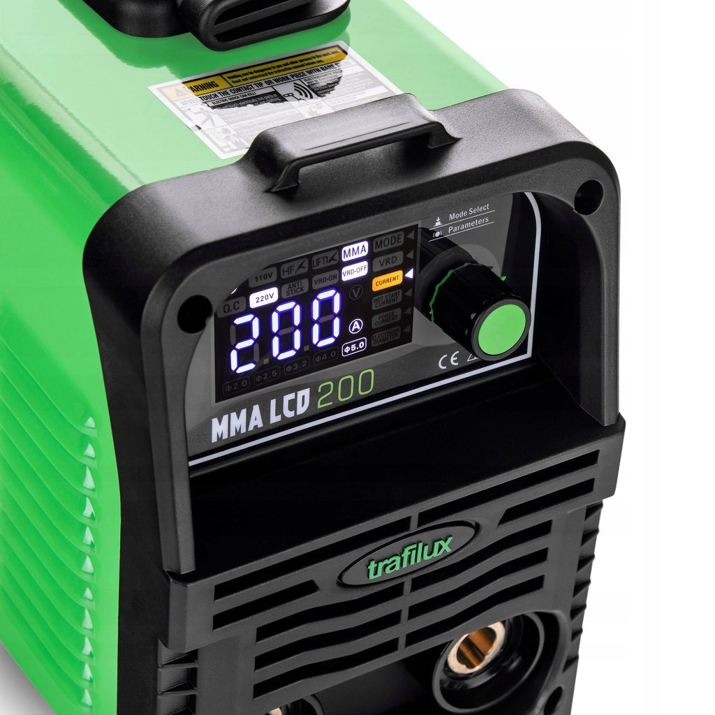 INVERTER WELDING MACHINE INVERTER TRAFILUX MMA LCD 200 IGBT 230V 200A VRD Manufacturer code TRAFILUX 200 LCD