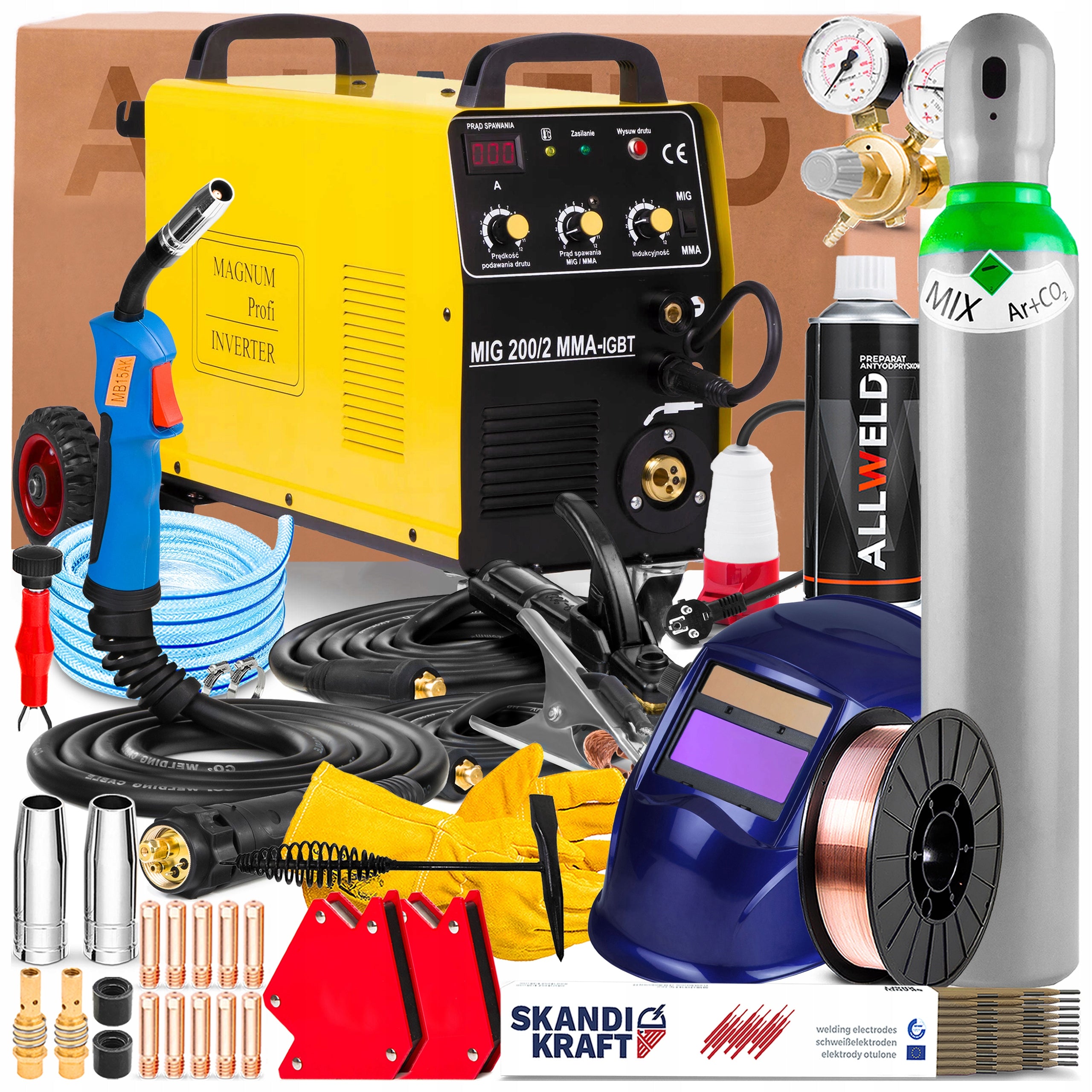INVERTER WELDING MACHINE MAGNUM MIG 200/2 MMA 230V 400V 200A SOLDERING