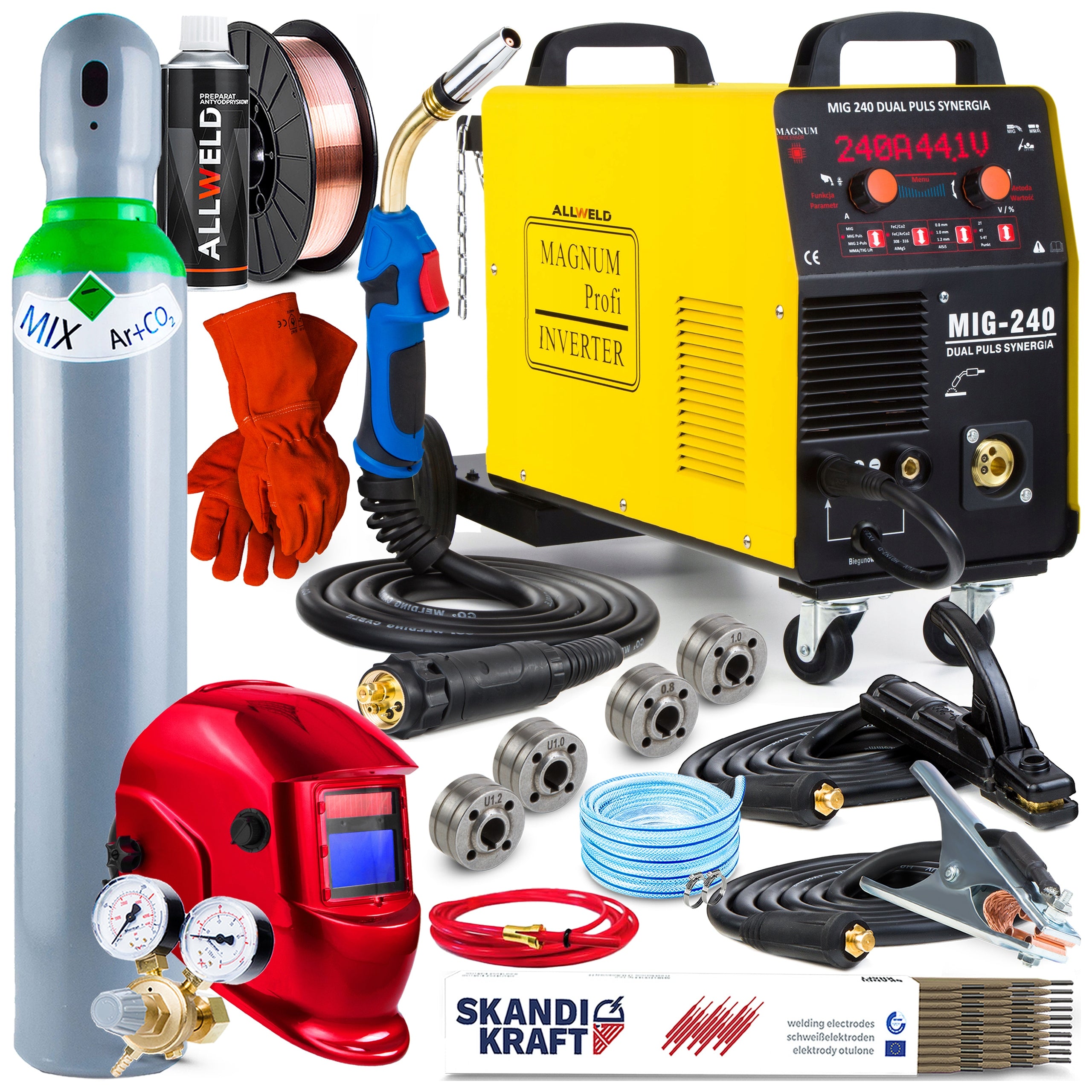 INVERTER WELDING MACHINE MAGNUM MIG 240 DUAL PULSE MMA TIG ALUMINIUM 240A 3IN1