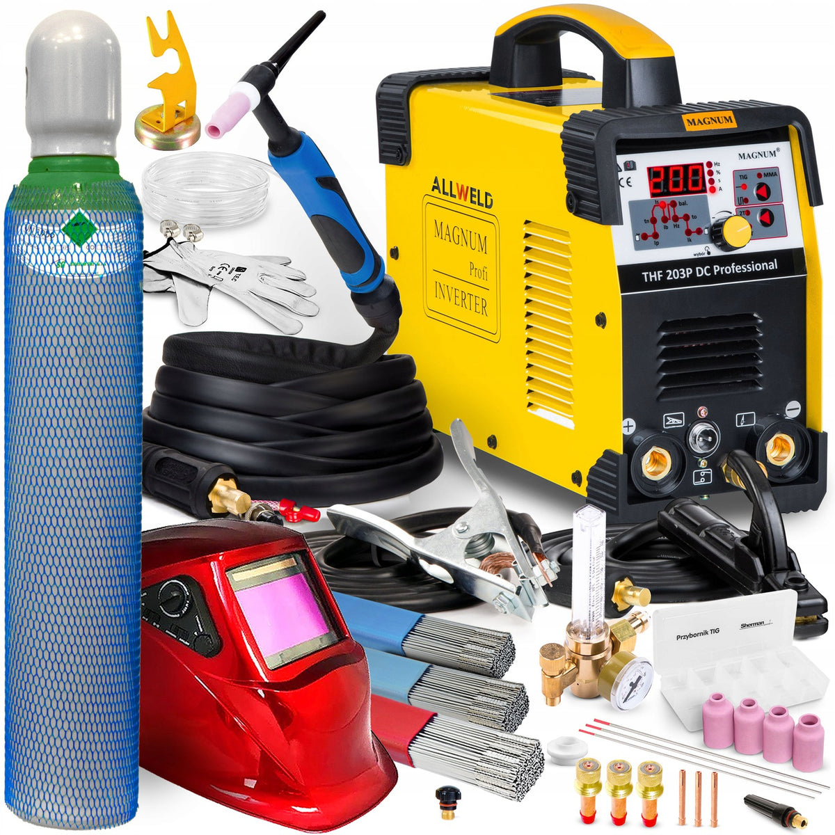 INVERTER WELDING MACHINE MAGNUM THF 203P TIG DC MMA PULSE IGBT HF 230V 200A HF