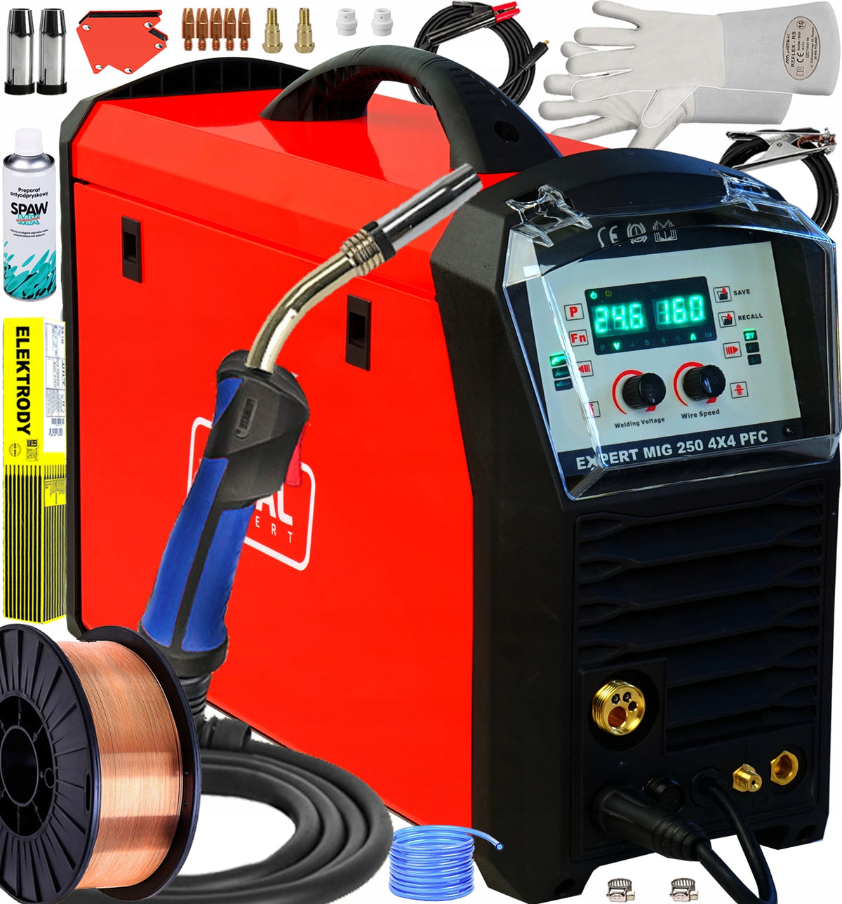 INVERTER WELDING MACHINE MIGOMAT IDEAL EXPERT 250 4X4 PFC SYNERGY 250A 230V 4T