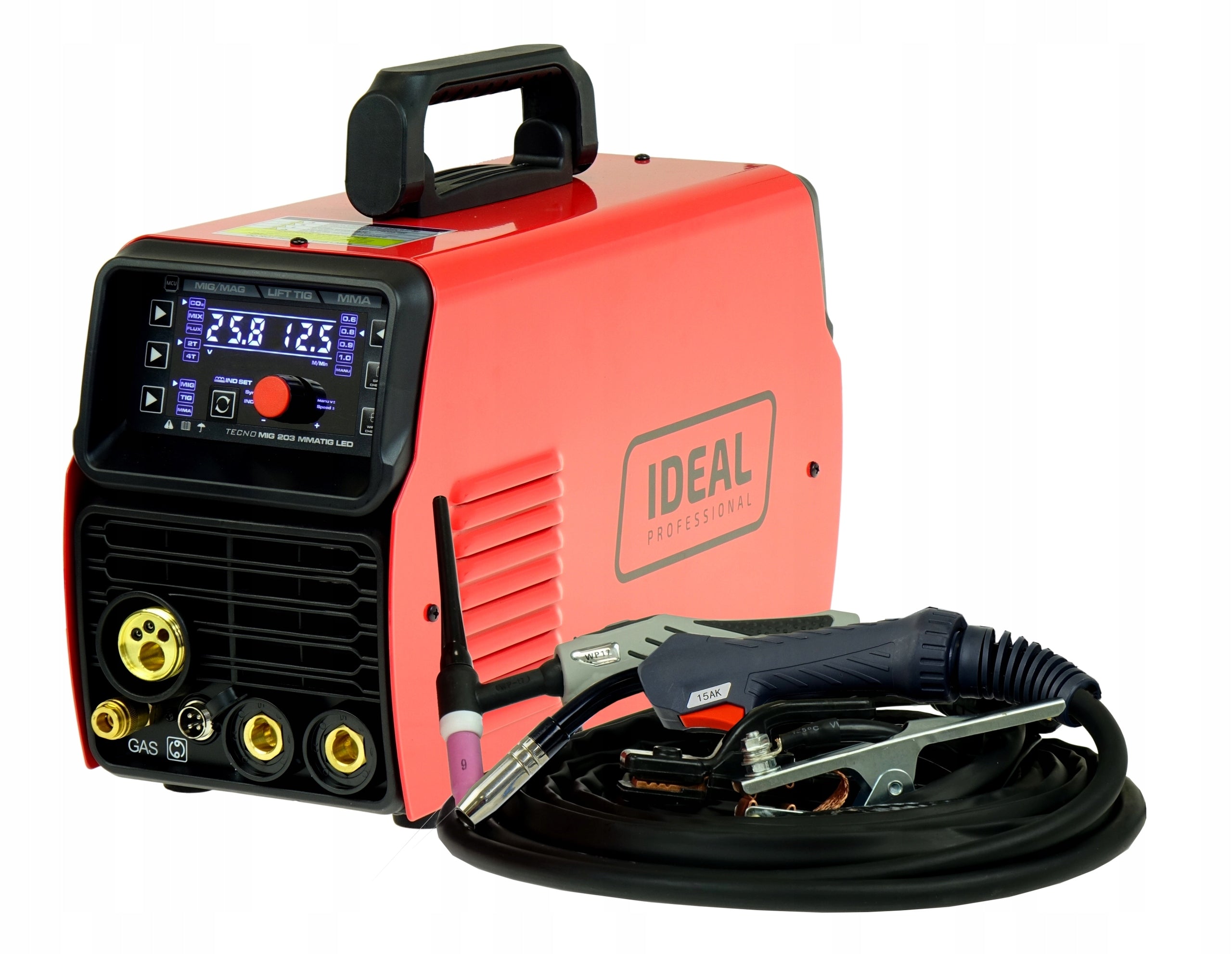 INVERTER WELDING MACHINE MIGOMAT SEMI-AUTOMATIC IDEAL TECNOMIG 203 LED SYNERGY TIG Welding range 0–1 A