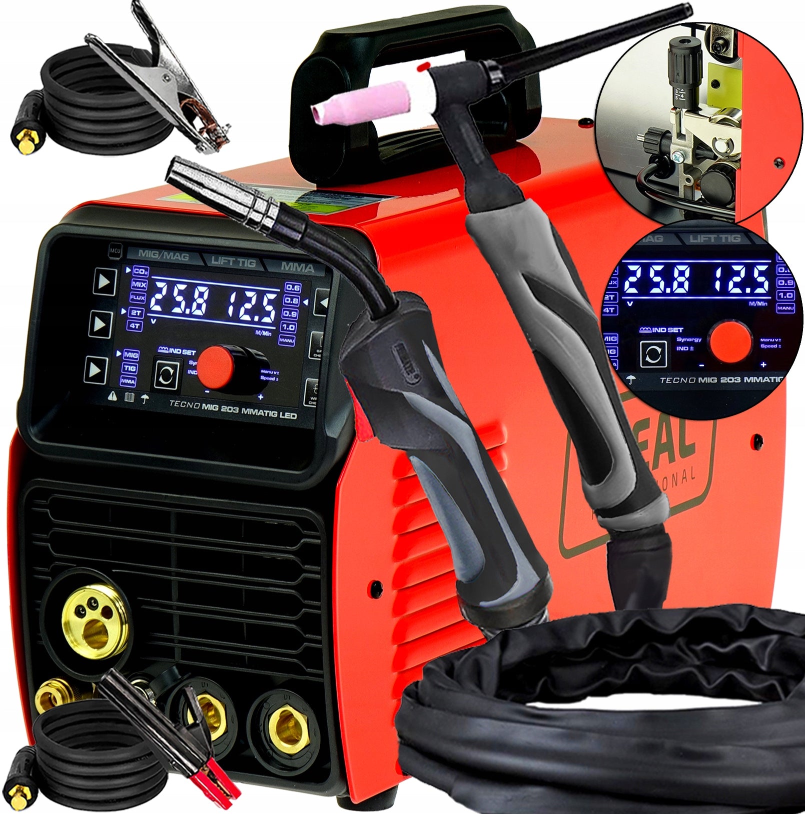 INVERTER WELDING MACHINE MIGOMAT SEMI-AUTOMATIC IDEAL TECNOMIG 203 LED SYNERGY TIG