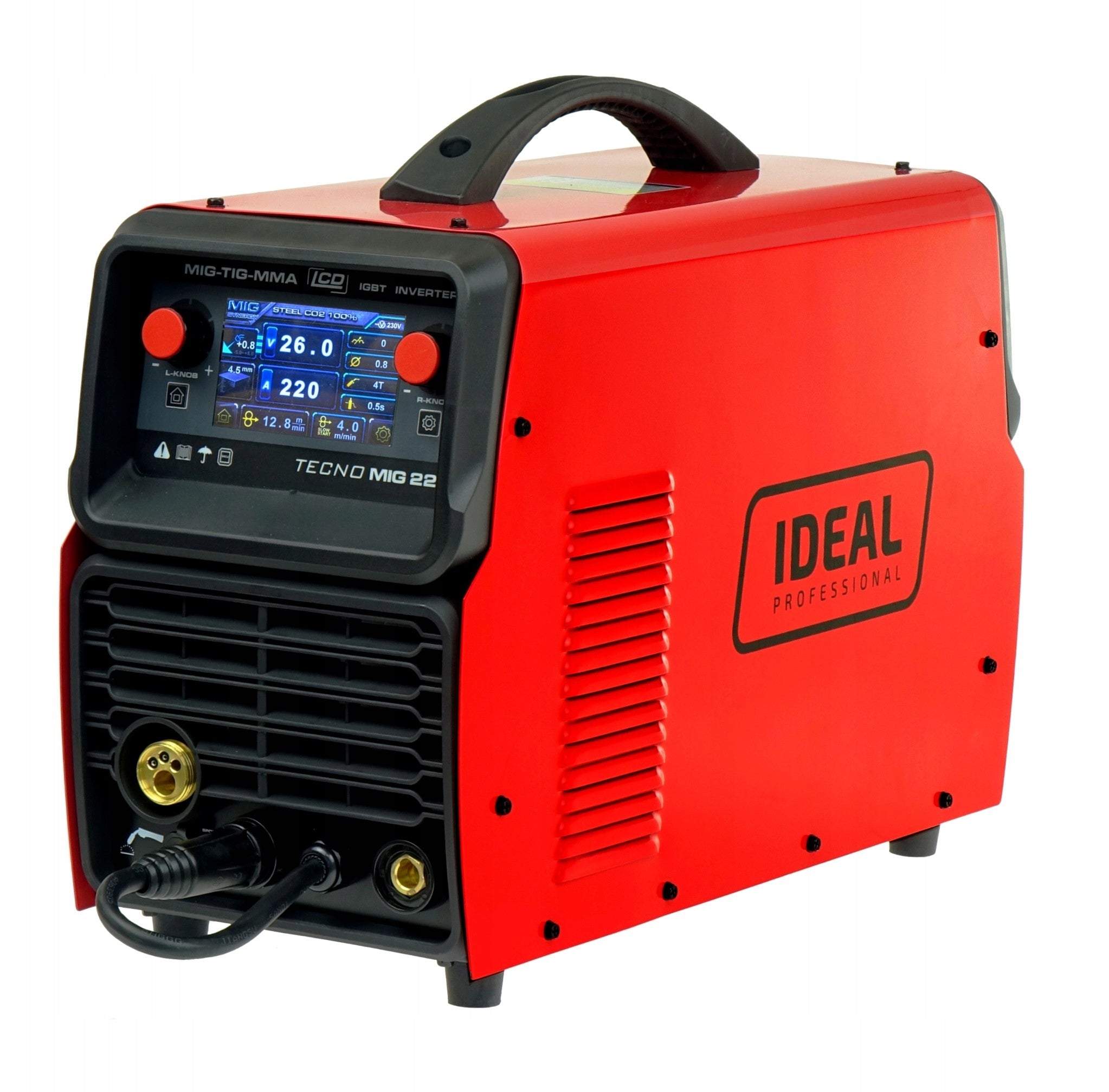 INVERTER WELDING MACHINE MIGOMAT SEMI-AUTOMATIC IDEAL TECNOMIG 222 LCD SYNERGIC Brand IDEAL