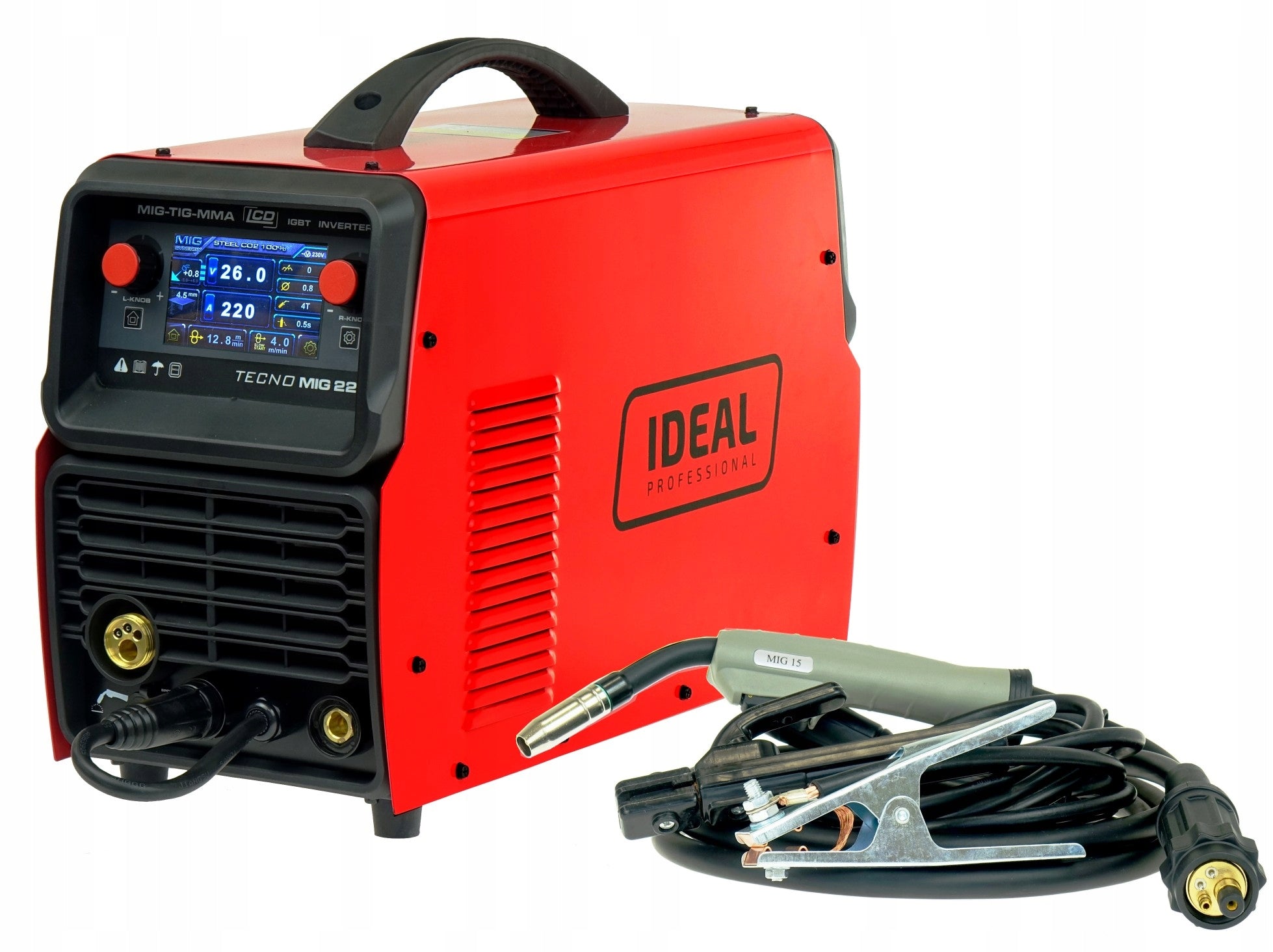 INVERTER WELDING MACHINE MIGOMAT SEMI-AUTOMATIC IDEAL TECNOMIG 222 LCD SYNERGIC EAN (GTIN) 5903991108630