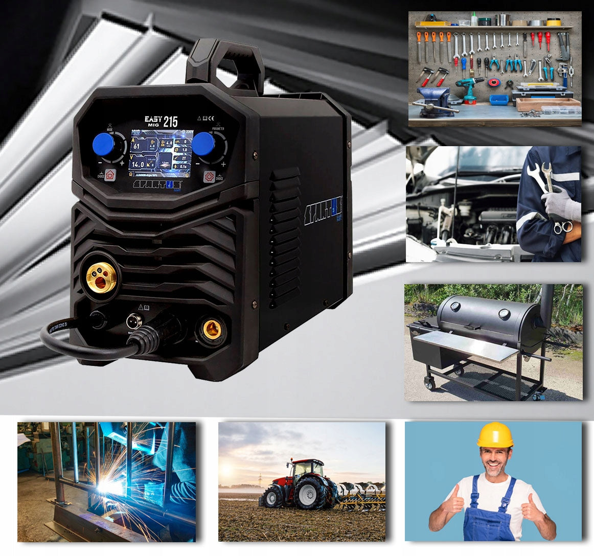 INVERTER WELDING MACHINE MIGOMAT SEMI-AUTOMATIC SPARTUS EASYMIG 215 PACKAGE SYNERGY Manufacturer code EASYMIG215-PAK-15-3