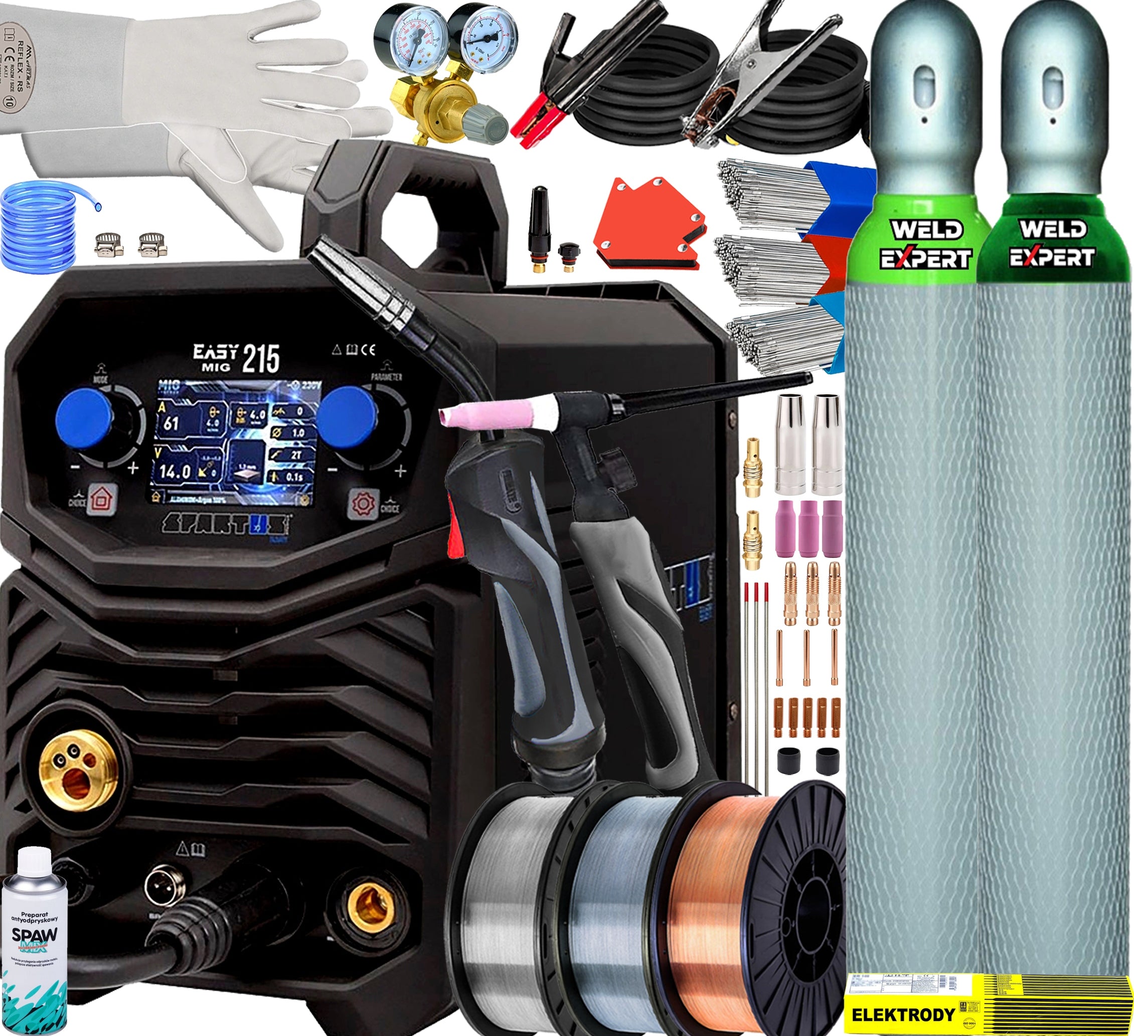 INVERTER WELDING MACHINE MIGOMAT SEMI-AUTOMATIC SPARTUS EASYMIG 215 PACKAGE SYNERGY