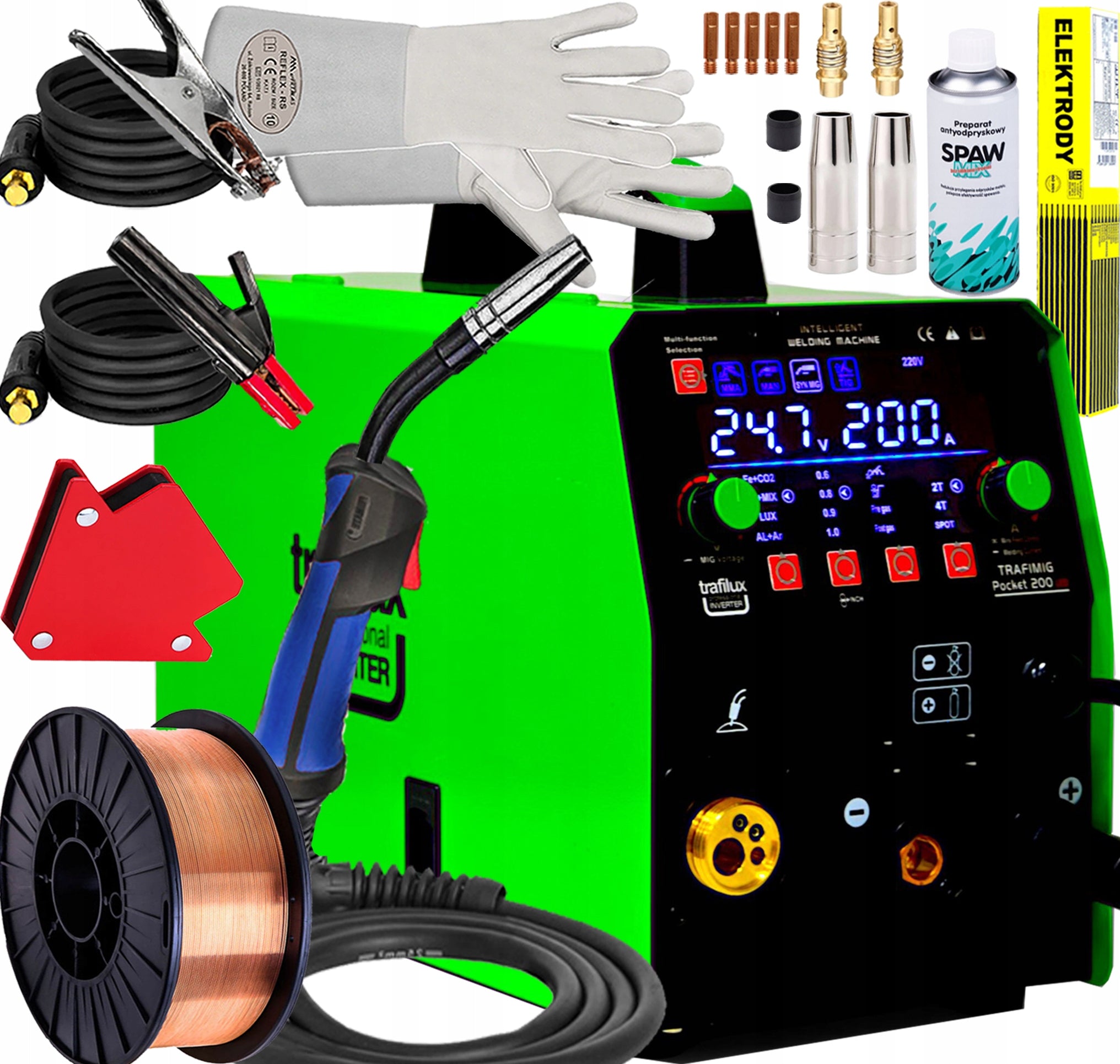 INVERTER WELDING MACHINE MIGOMAT TRAFILUX HITMIG POCKET 200 LED SYNERGY