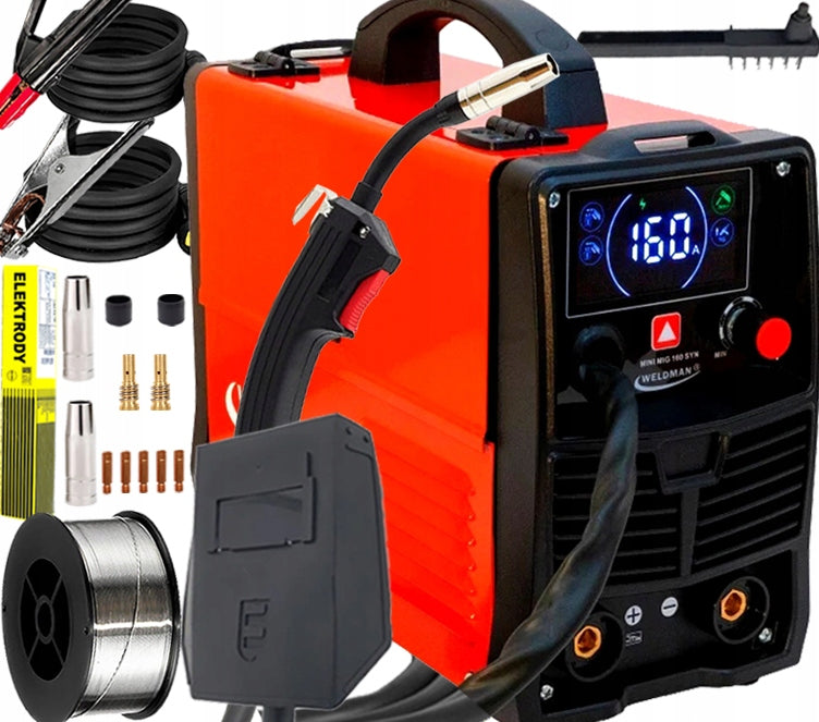 INVERTER WELDING MACHINE MINI MIG 160 SYNERGY WELDMAN FLUX 160A 230V