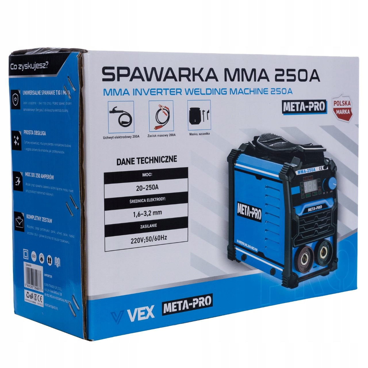 INVERTER WELDING MACHINE MMA 250A LCD META-PRO Duty cycle time 60%