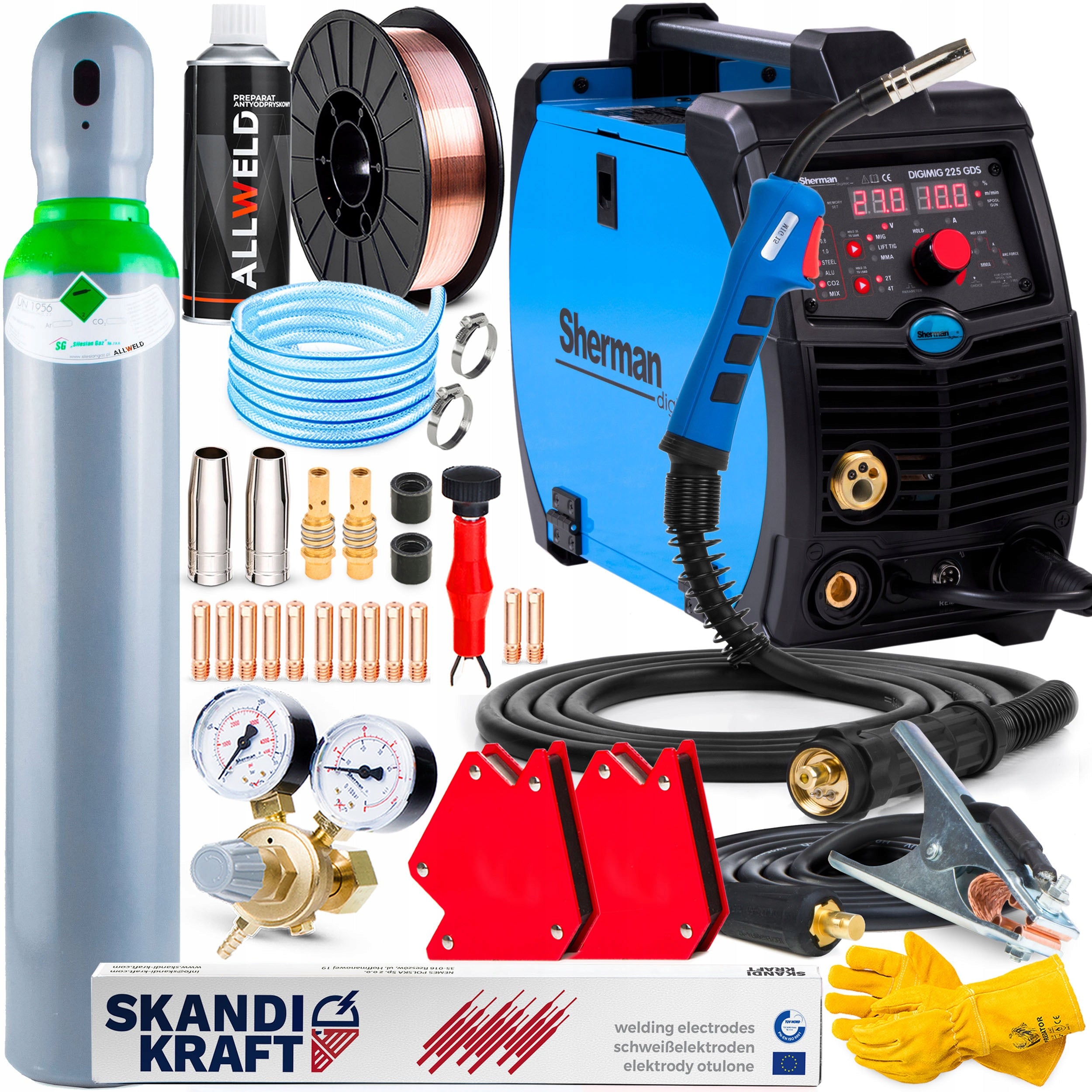 INVERTER WELDING MACHINE SHERMAN SHERMAN DIGIMIG 225 GDS MIG MAG MMA TIG 230V