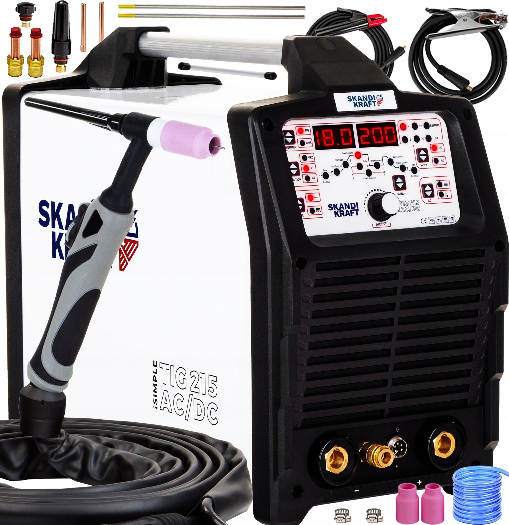 INVERTER WELDING MACHINE SKANDI KRAFT TIG 215 AC/DC MMA 230V 200A PULSE