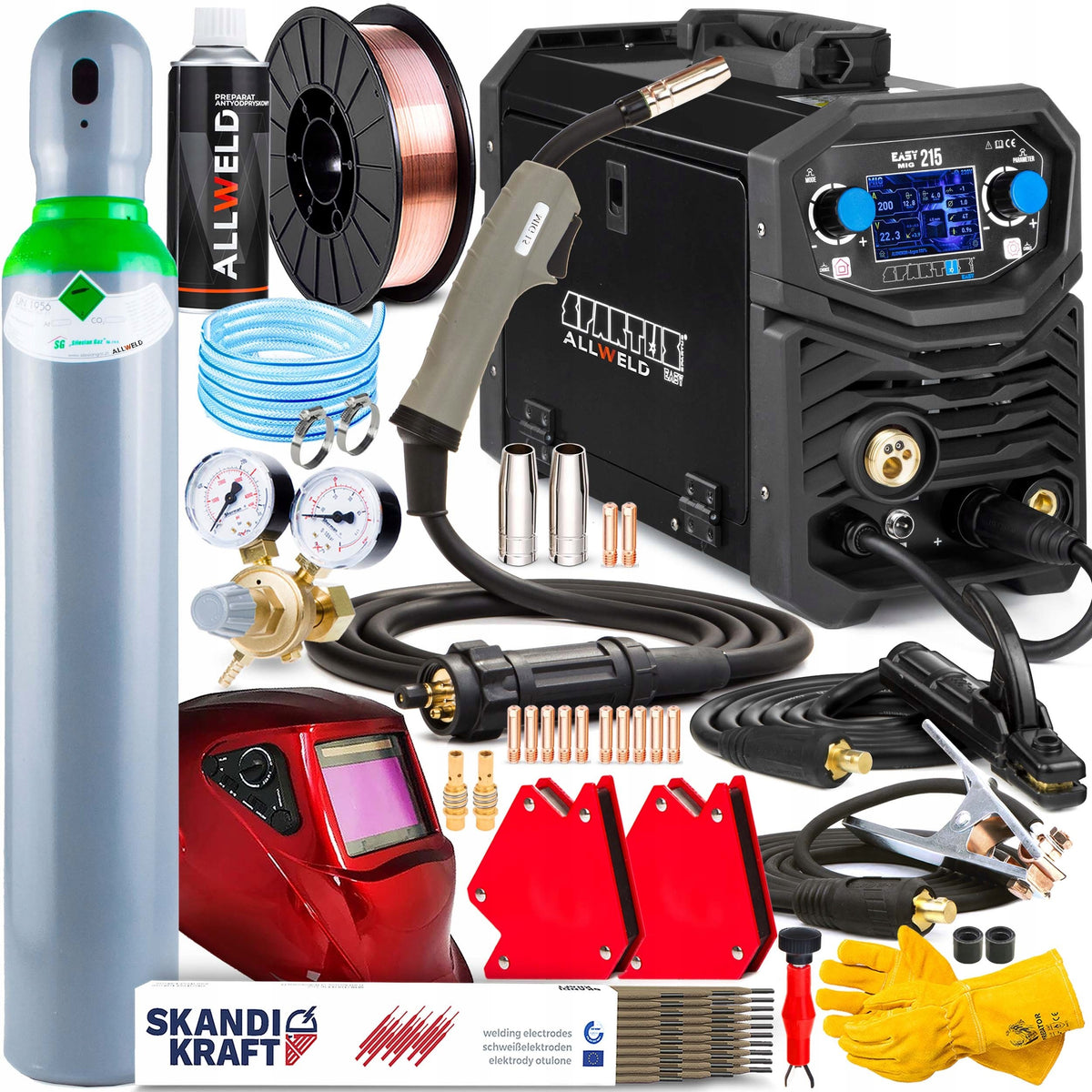 INVERTER WELDING MACHINE SPARTUS MIG 215 MMA TIG 230V 200A ALUMINIUM SYNERGY