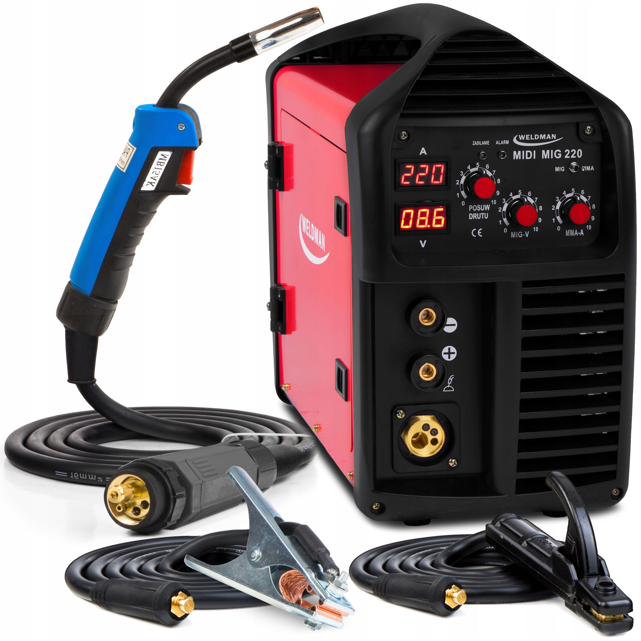 INVERTER WELDING MACHINE WELDMAN MIDI MIG 220 MMA 230V 220A IGBT ALUMINIUM FLUX