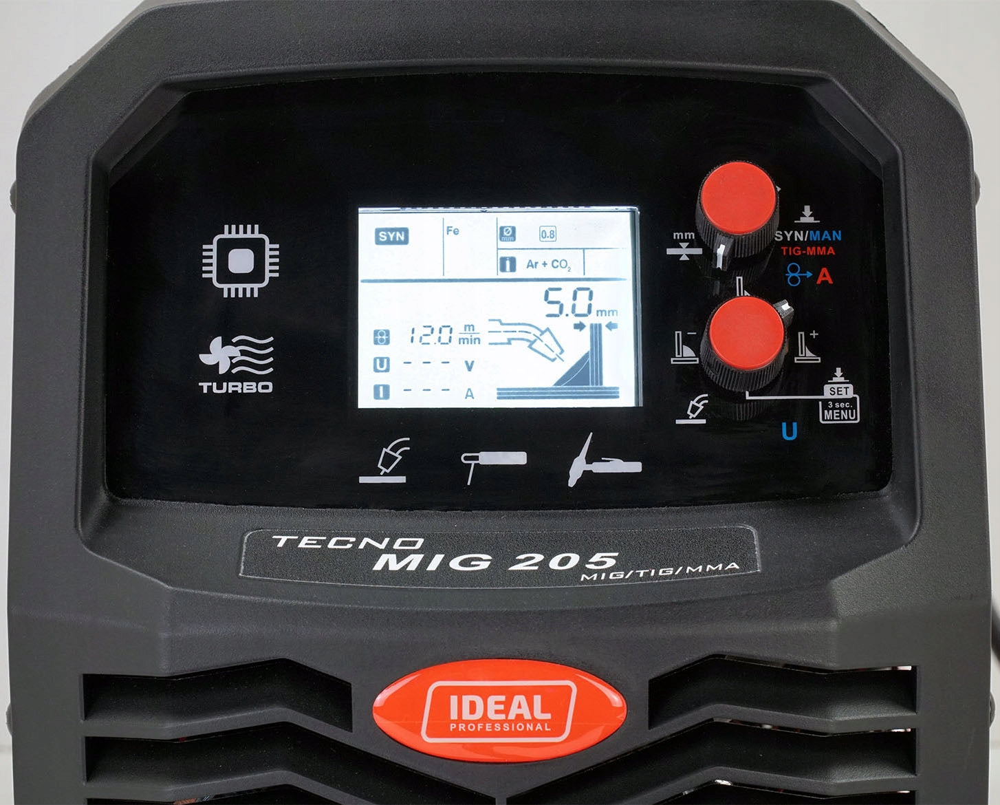 INVERTER Welder MIGOMAT Ideal MIG MAG MMA TIG Alu SYNERGY 200A 230V Manufacturer code IDEAL TECNOMIG 205 LCD