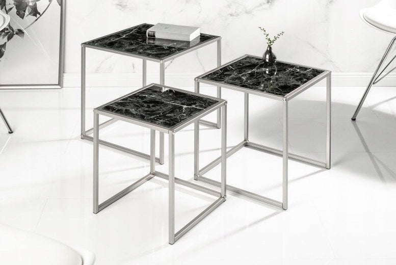 Tischset Invicta Elements 3, schwarzes Glas, Marmorimitat 