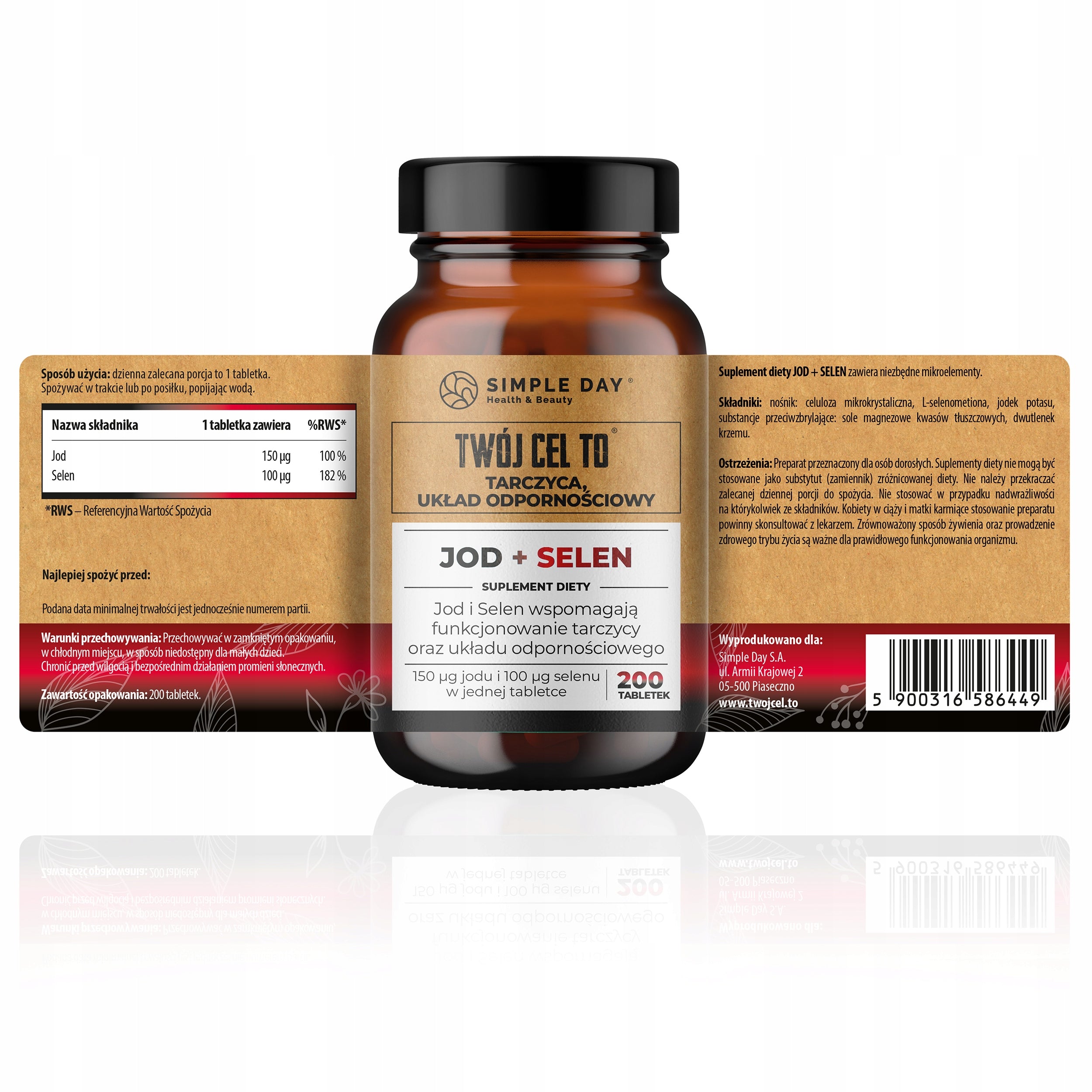 IODINE + ORGANIC SELENIUM 150µg/100µg THYROID SKIN HAIR RESISTANCE 200 pcs. Packaging status original