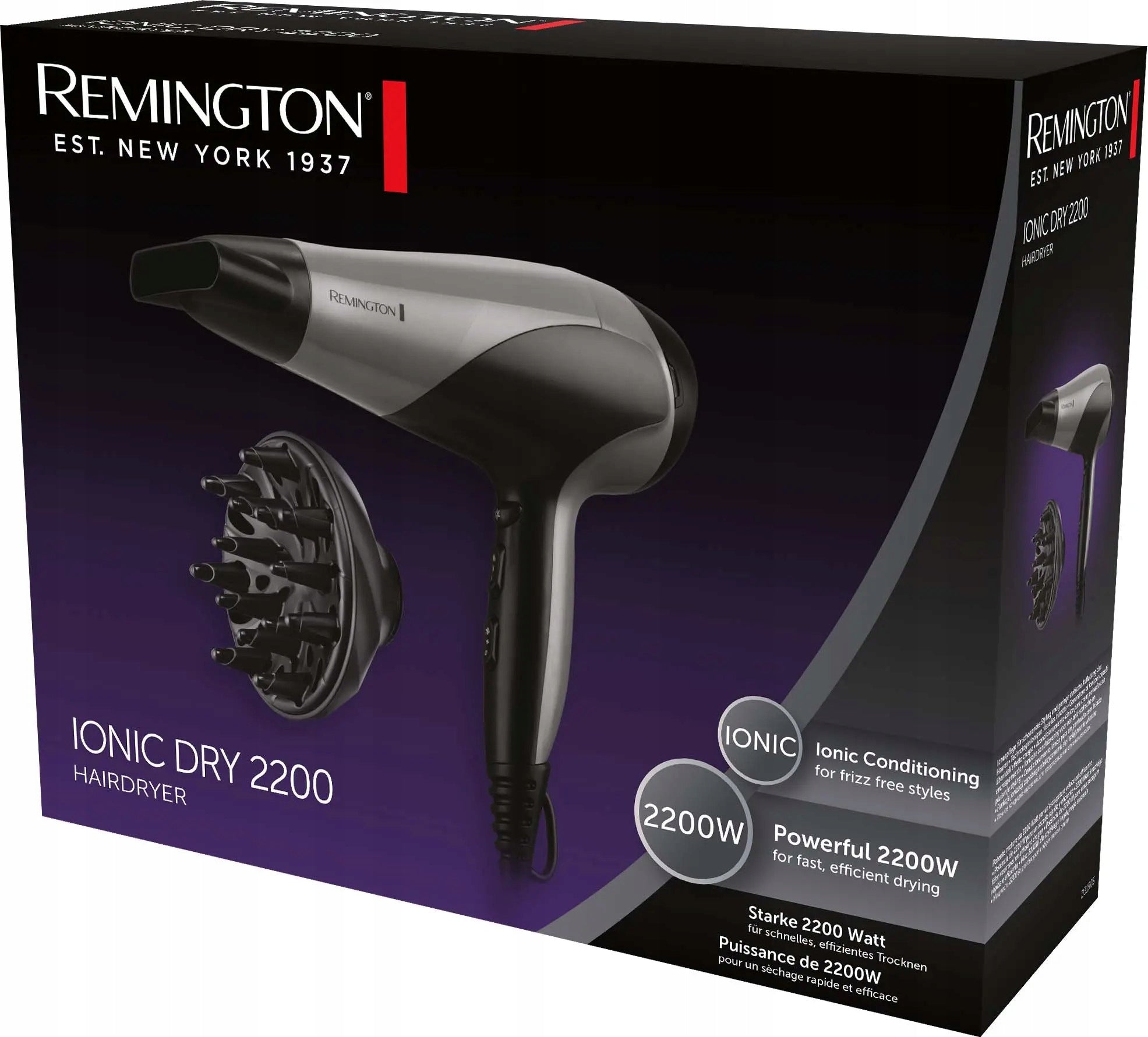 IONIC DRY HAIR DRYER 2200W IONIZATION COLD BLOW HEALTHY HAIR Manufacturer code SUSZARKA REMINGTON Z JONIZACJĄ 2W1 do WŁOSÓW