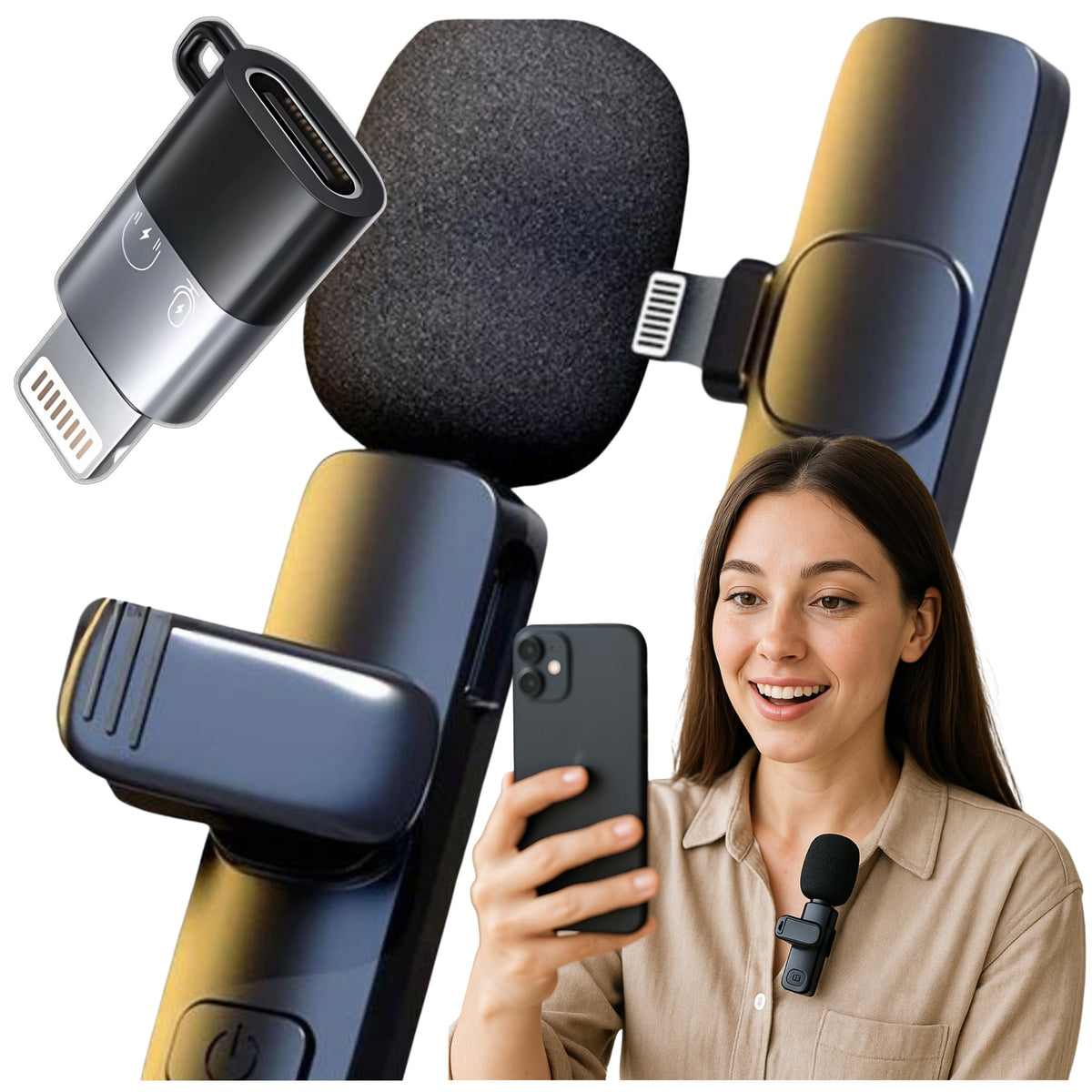 IOS WIRELESS TIE MICROPHONE FOR IPHONE 10 11 12 13 BLUETOOTH | 1pc