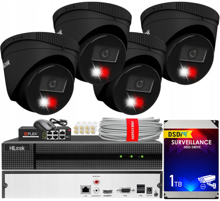 IP 6MP POE HIKVISION SURVEILLANCE KIT 4 EXTERNAL CAMERAS BLACK APPLICATION