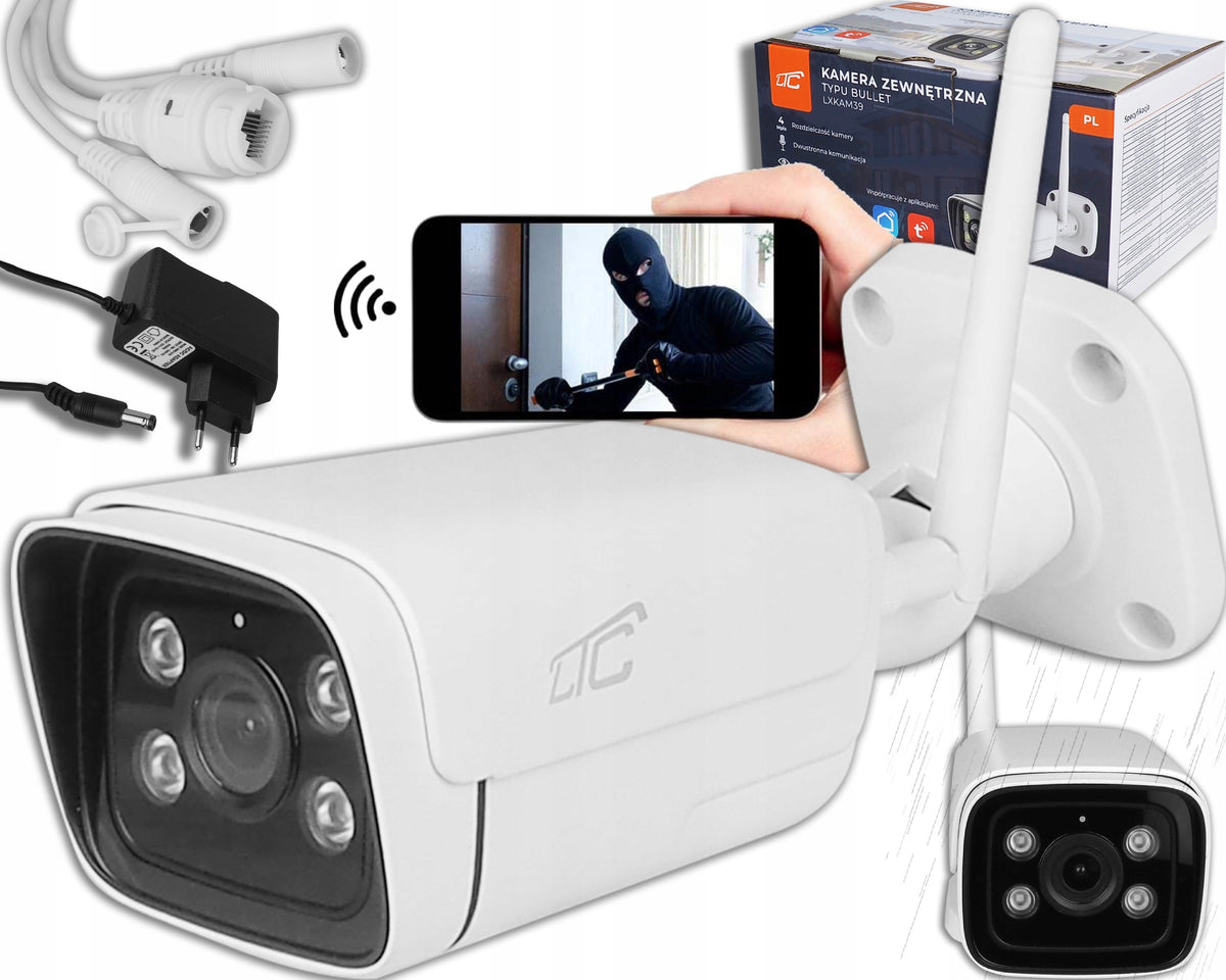 IP CAMERA WiFi & LAN BULLET OUTDOOR 4MPX INFRARED APP IOS ANDROID