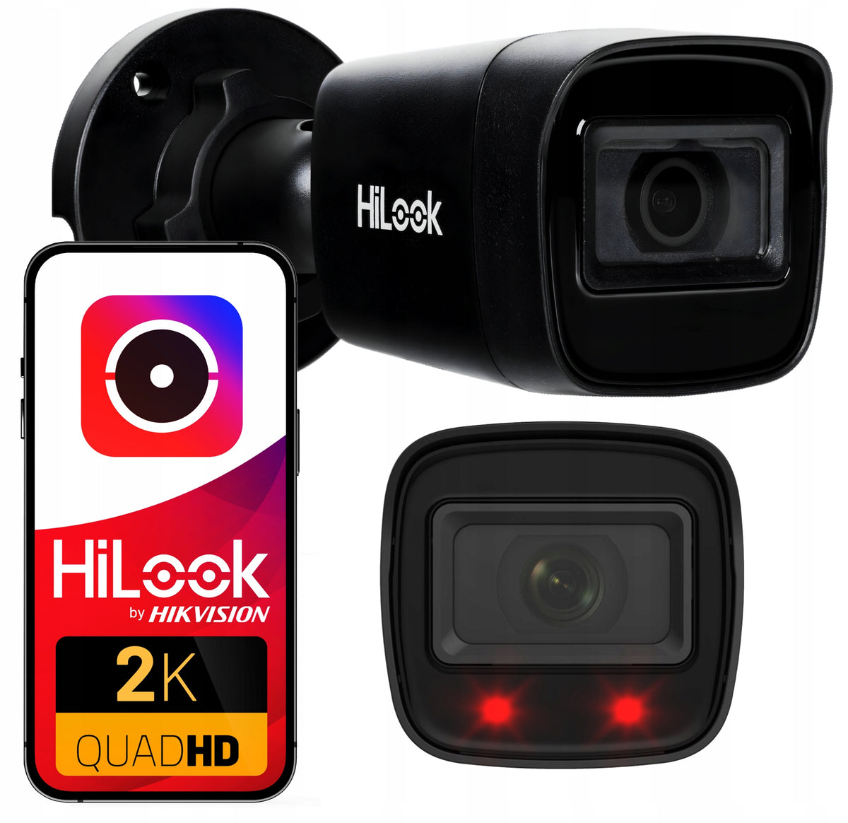IP Camera 4MPx 2K+ HiLook by Hikvision IPC-B141H-C BLACK 2.8mm PoE IR20m